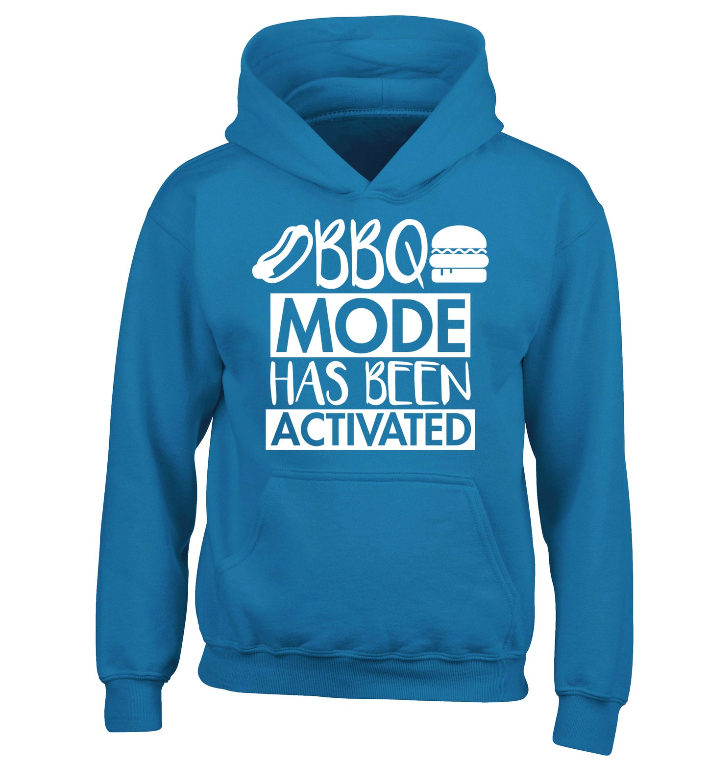 Bbq mode has been activated children's blue hoodie 12-14 Years