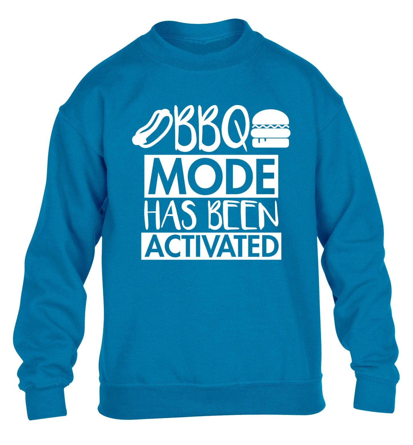 Bbq mode has been activated children's blue sweater 12-14 Years