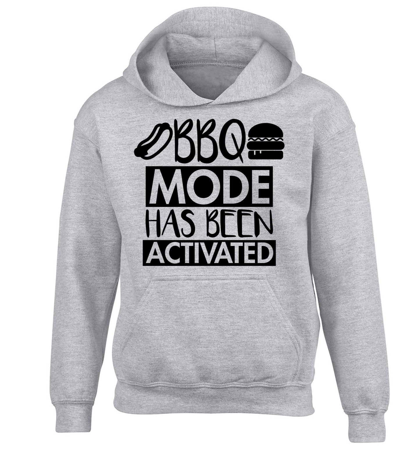 Bbq mode has been activated children's grey hoodie 12-14 Years