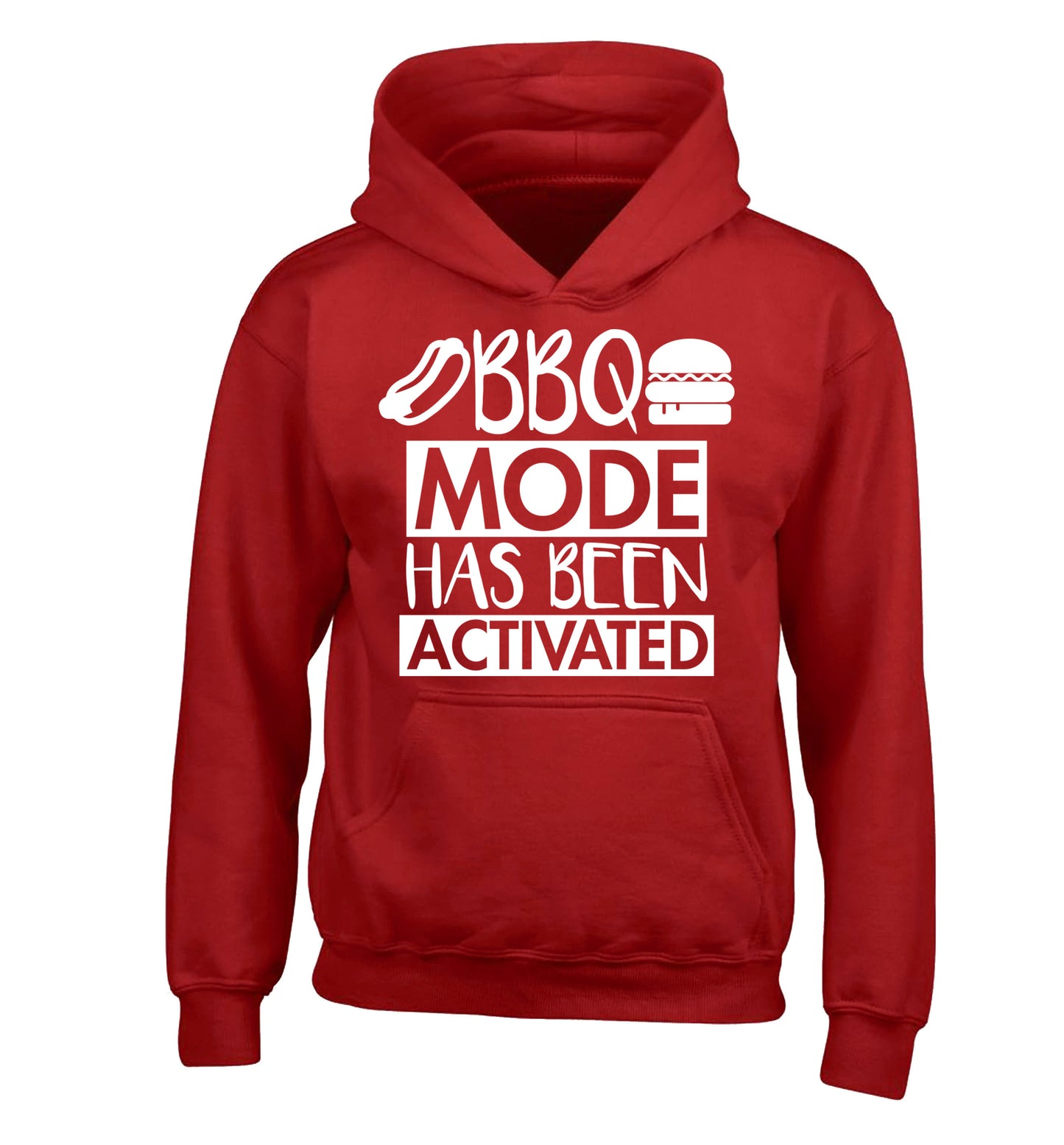Bbq mode has been activated children's red hoodie 12-14 Years
