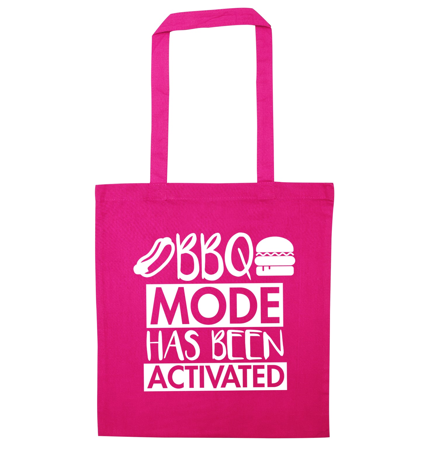Bbq mode has been activated pink tote bag