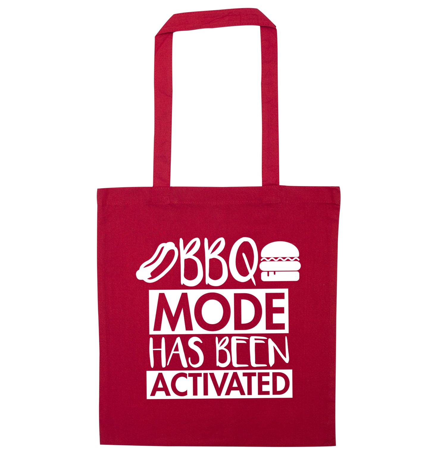 Bbq mode has been activated red tote bag