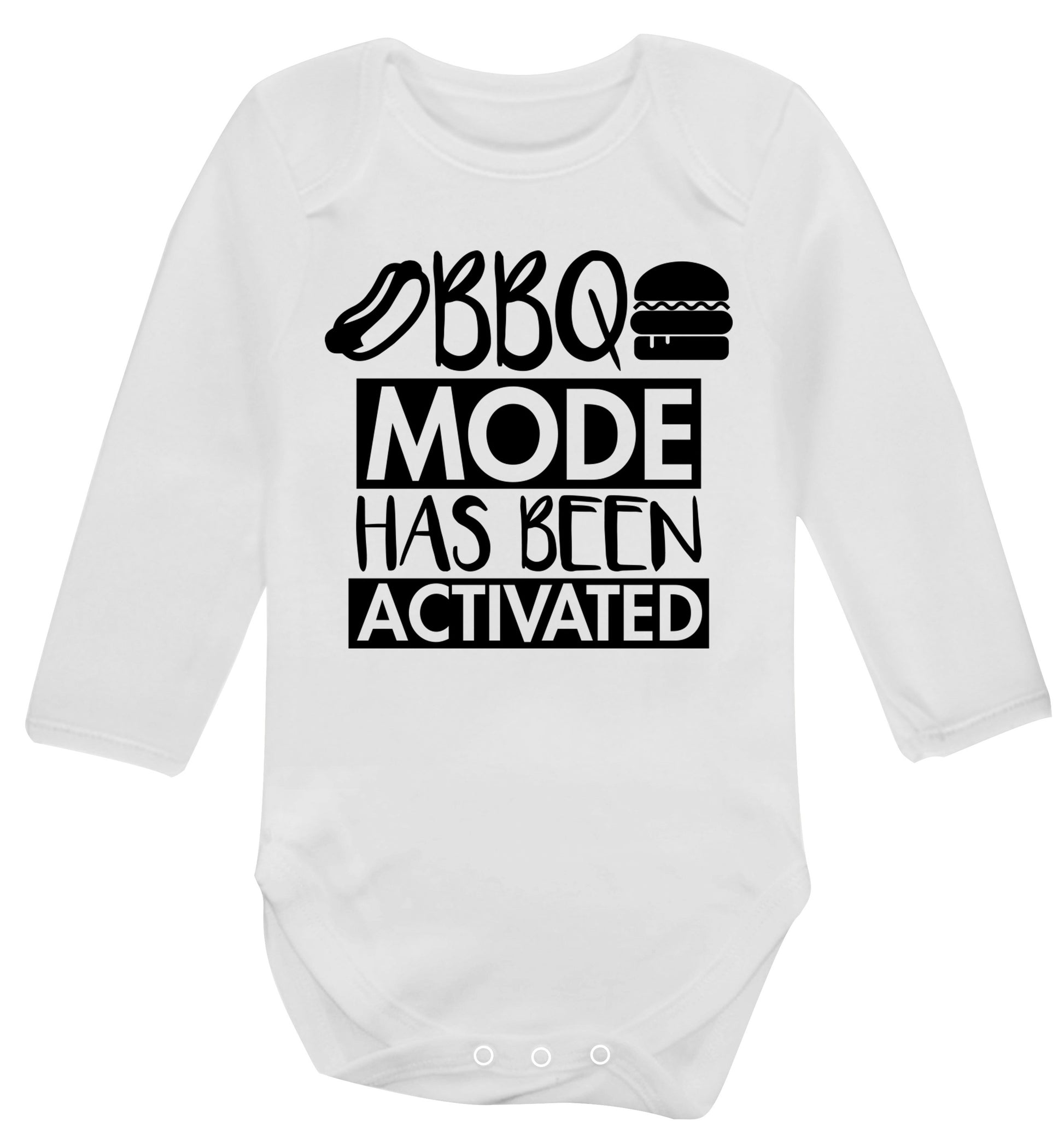 Bbq mode has been activated Baby Vest long sleeved white 6-12 months