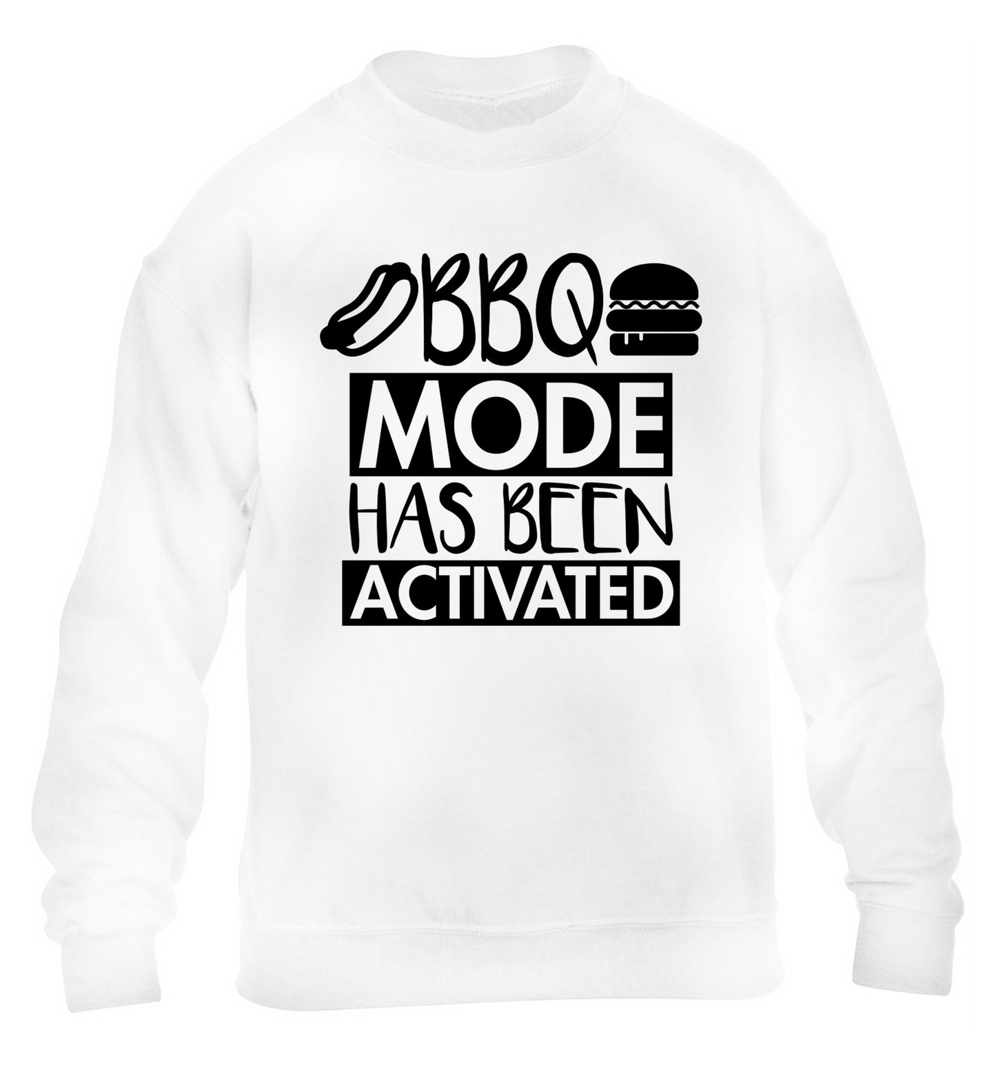 Bbq mode has been activated children's white sweater 12-14 Years