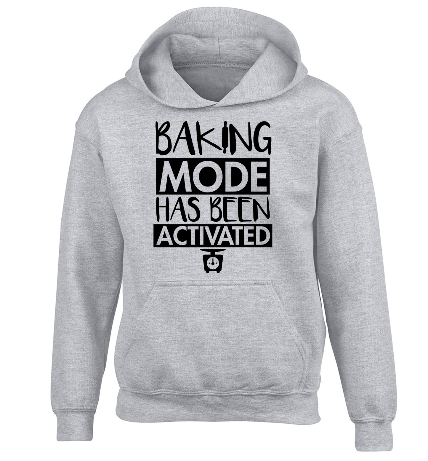 Baking mode has been activated children's grey hoodie 12-14 Years