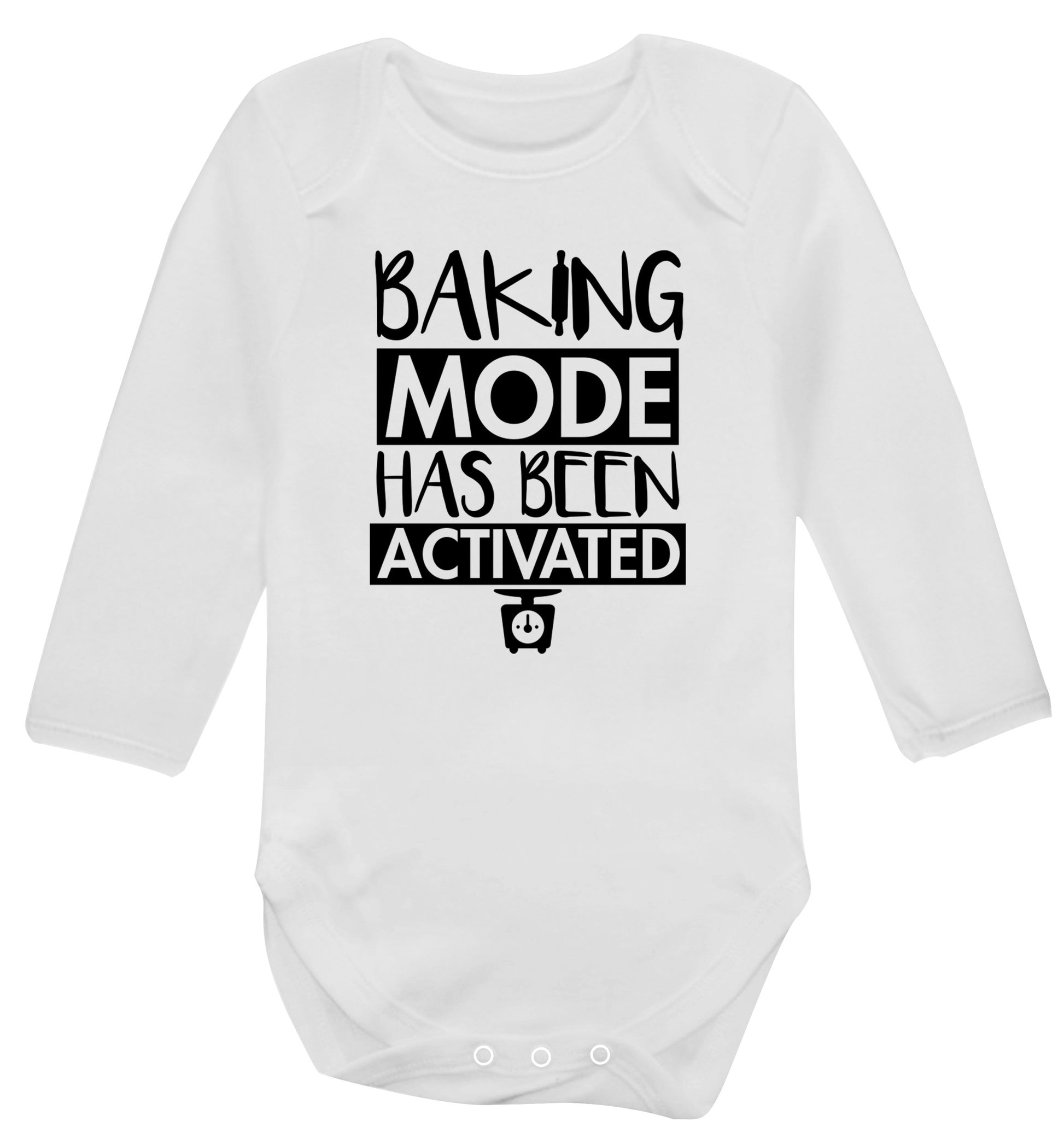 Baking mode has been activated Baby Vest long sleeved white 6-12 months