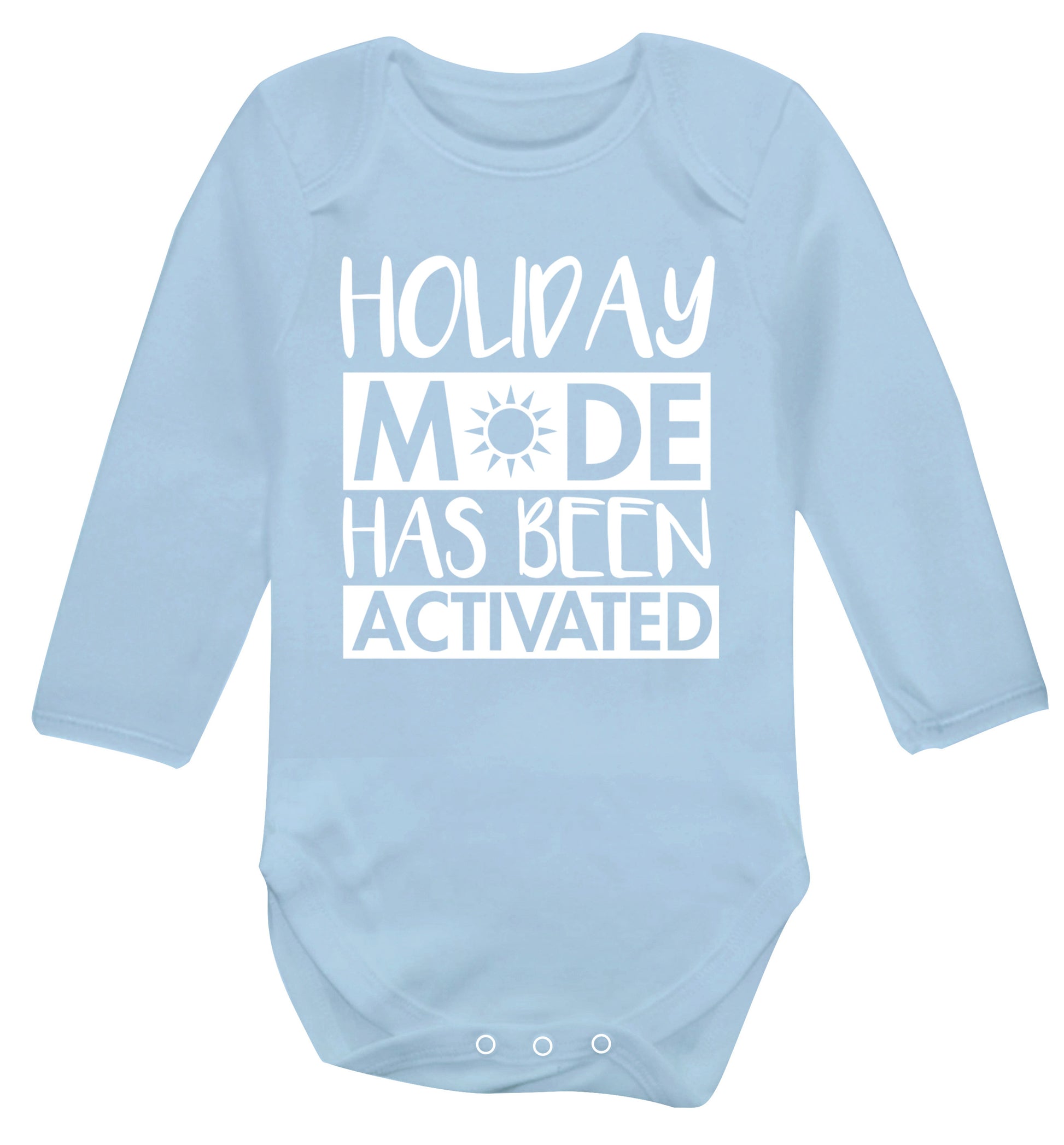 Holiday mode has been activated Baby Vest long sleeved pale blue 6-12 months