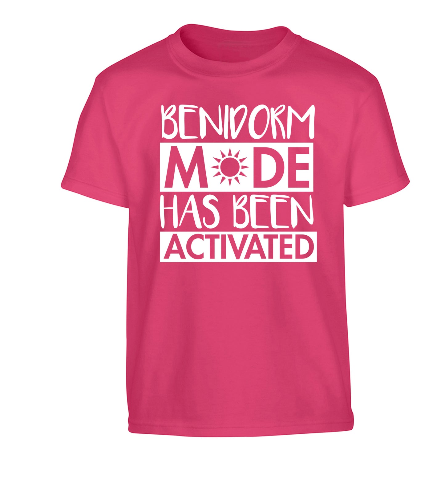 Benidorm mode has been activated Children's pink Tshirt 12-14 Years