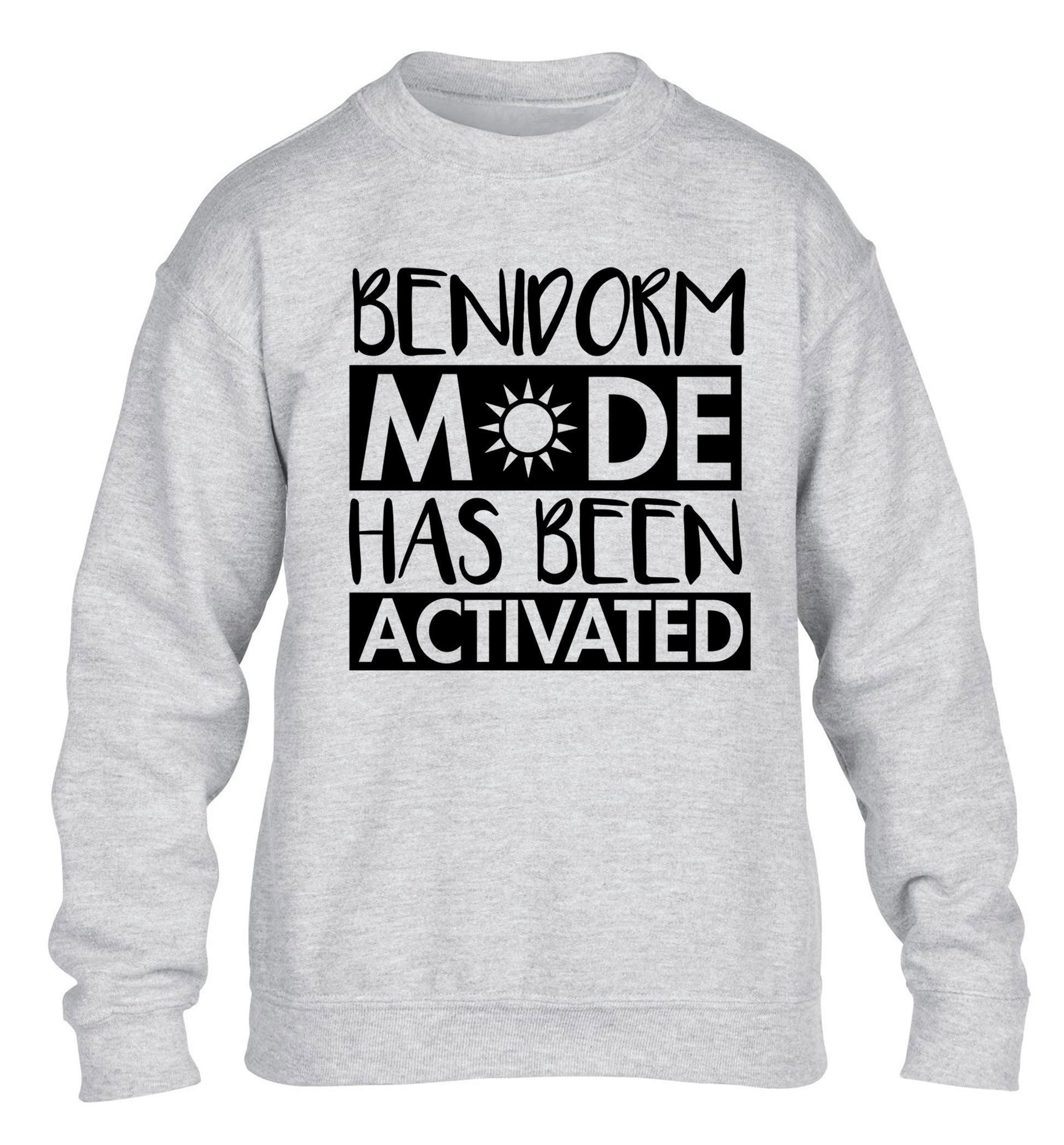 Benidorm mode has been activated children's grey sweater 12-14 Years