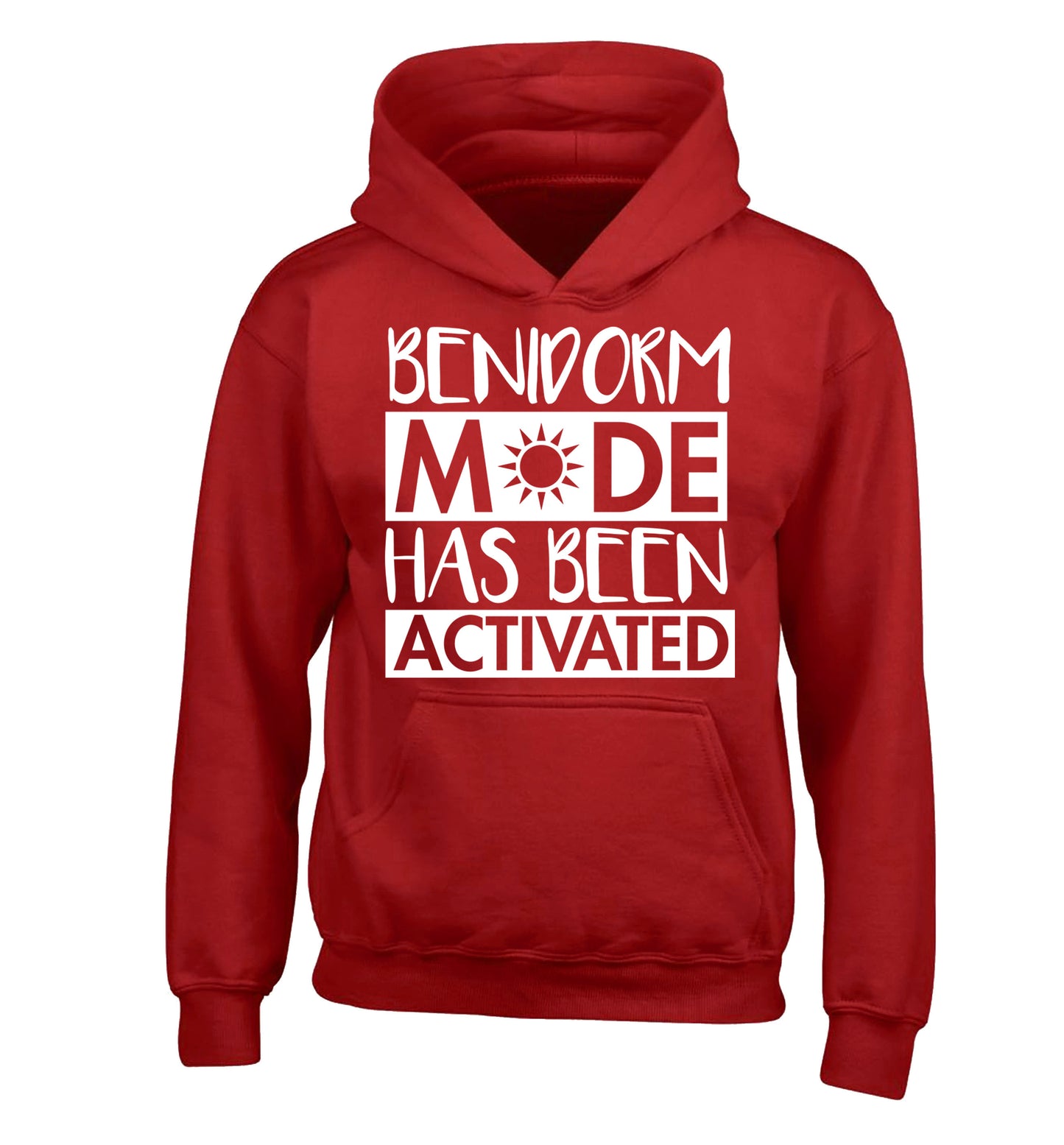 Benidorm mode has been activated children's red hoodie 12-14 Years