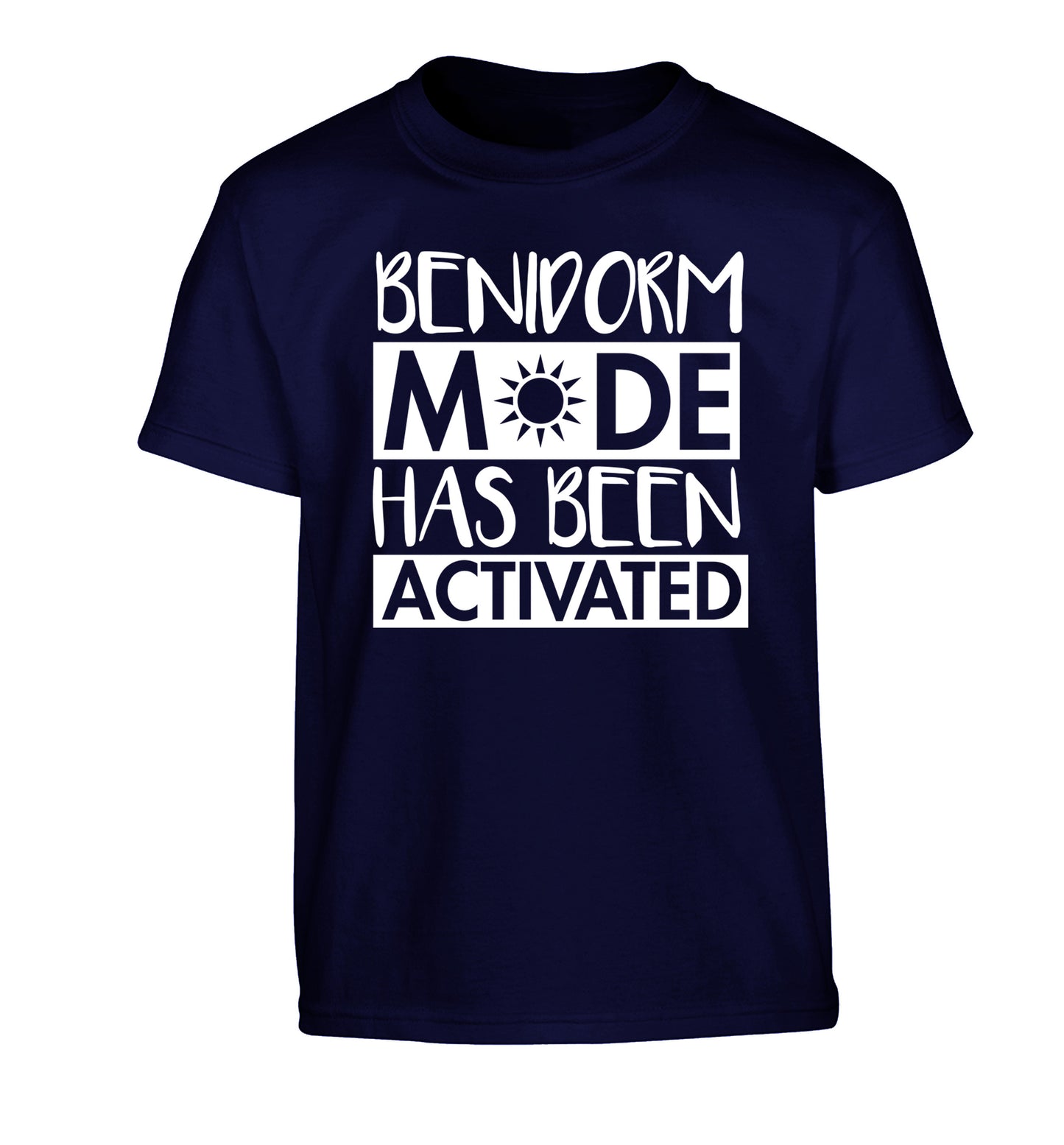 Benidorm mode has been activated Children's navy Tshirt 12-14 Years