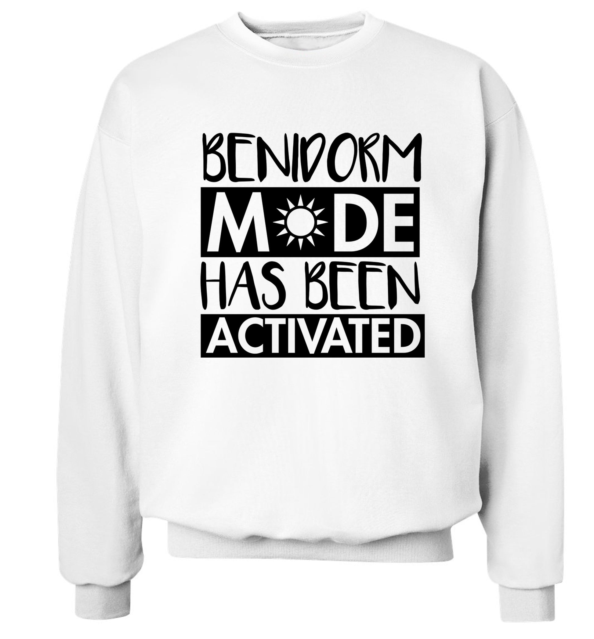 Benidorm mode has been activated Adult's unisex white Sweater 2XL