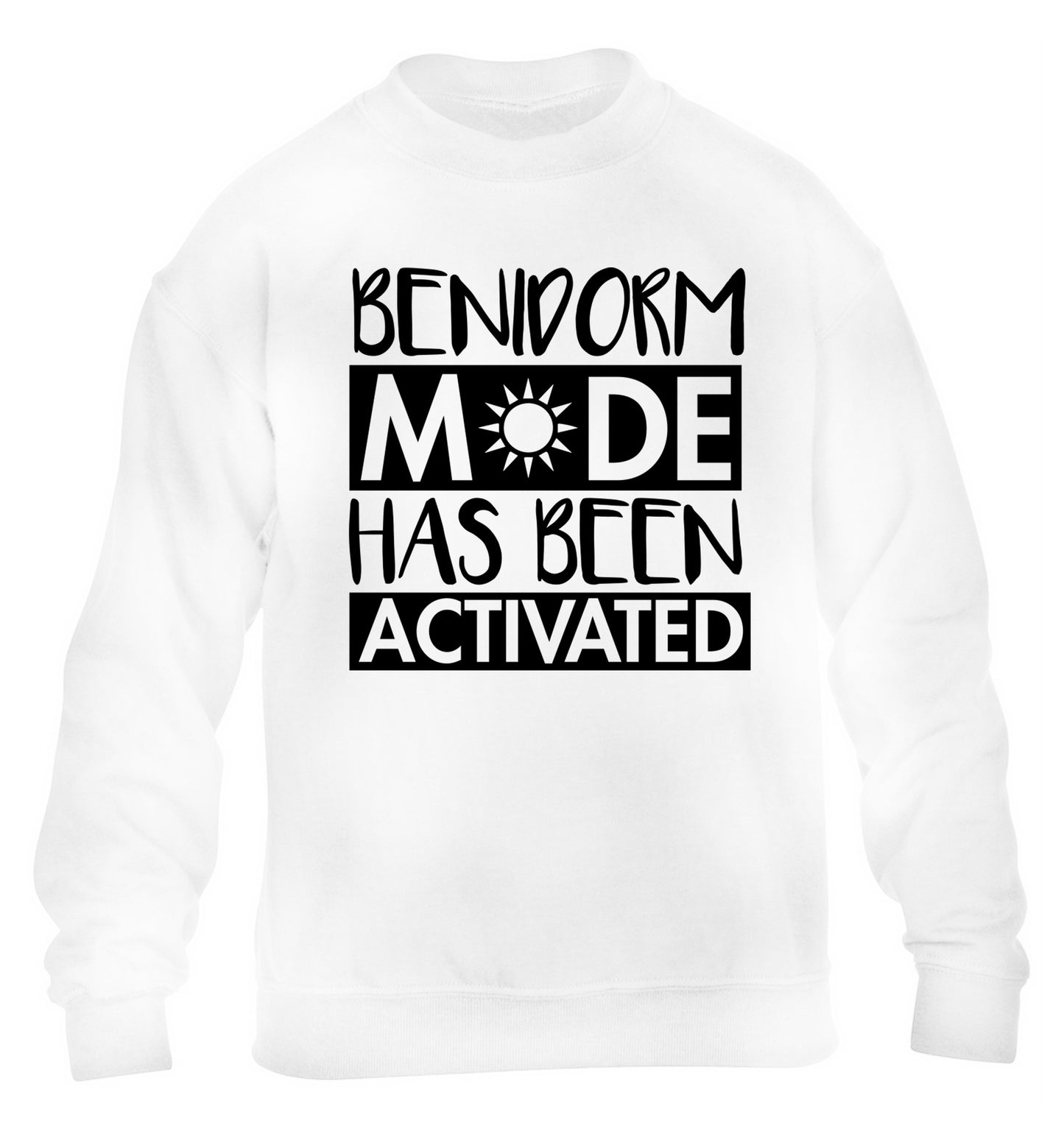 Benidorm mode has been activated children's white sweater 12-14 Years