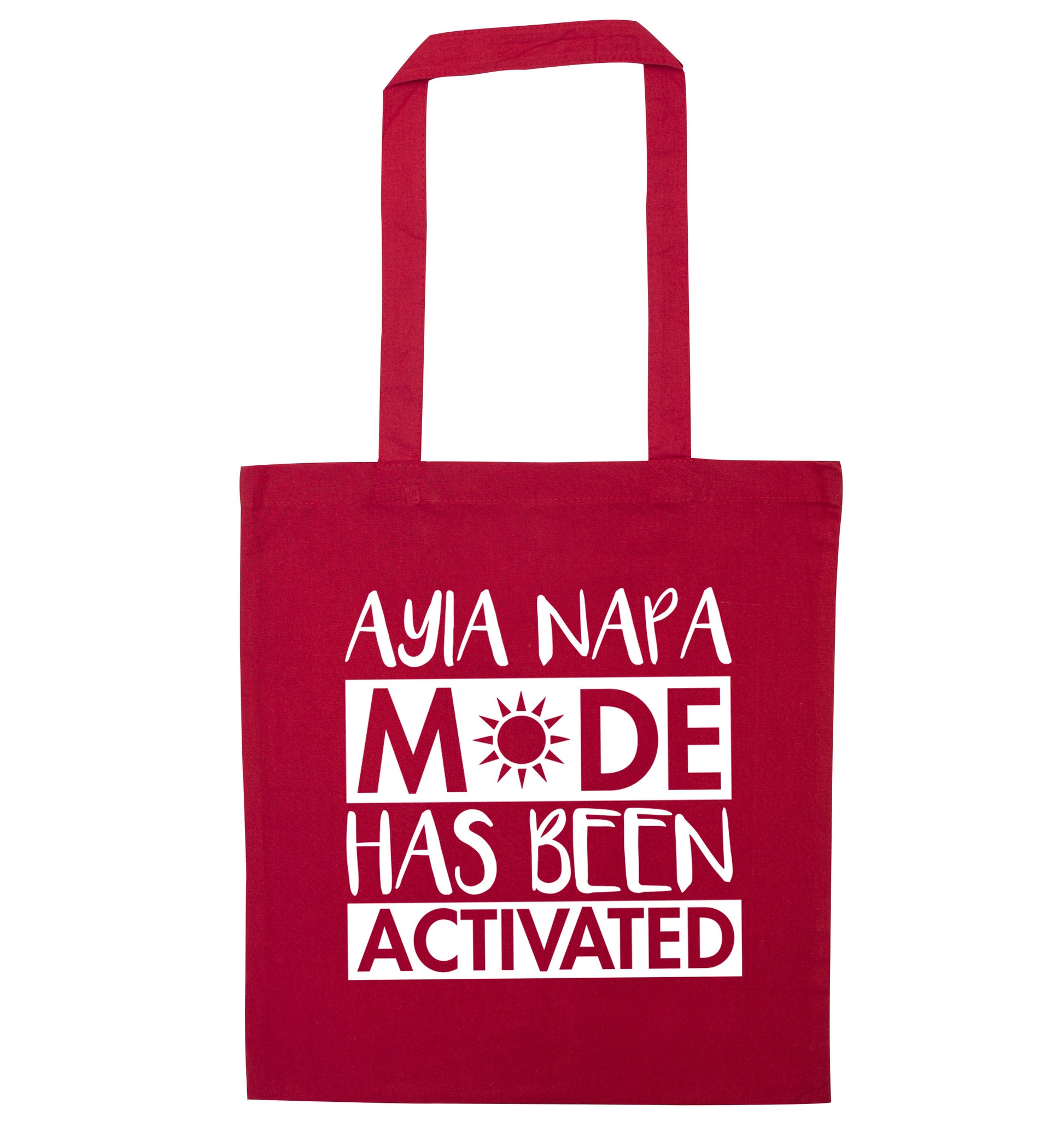 Aiya Napa mode has been activated red tote bag