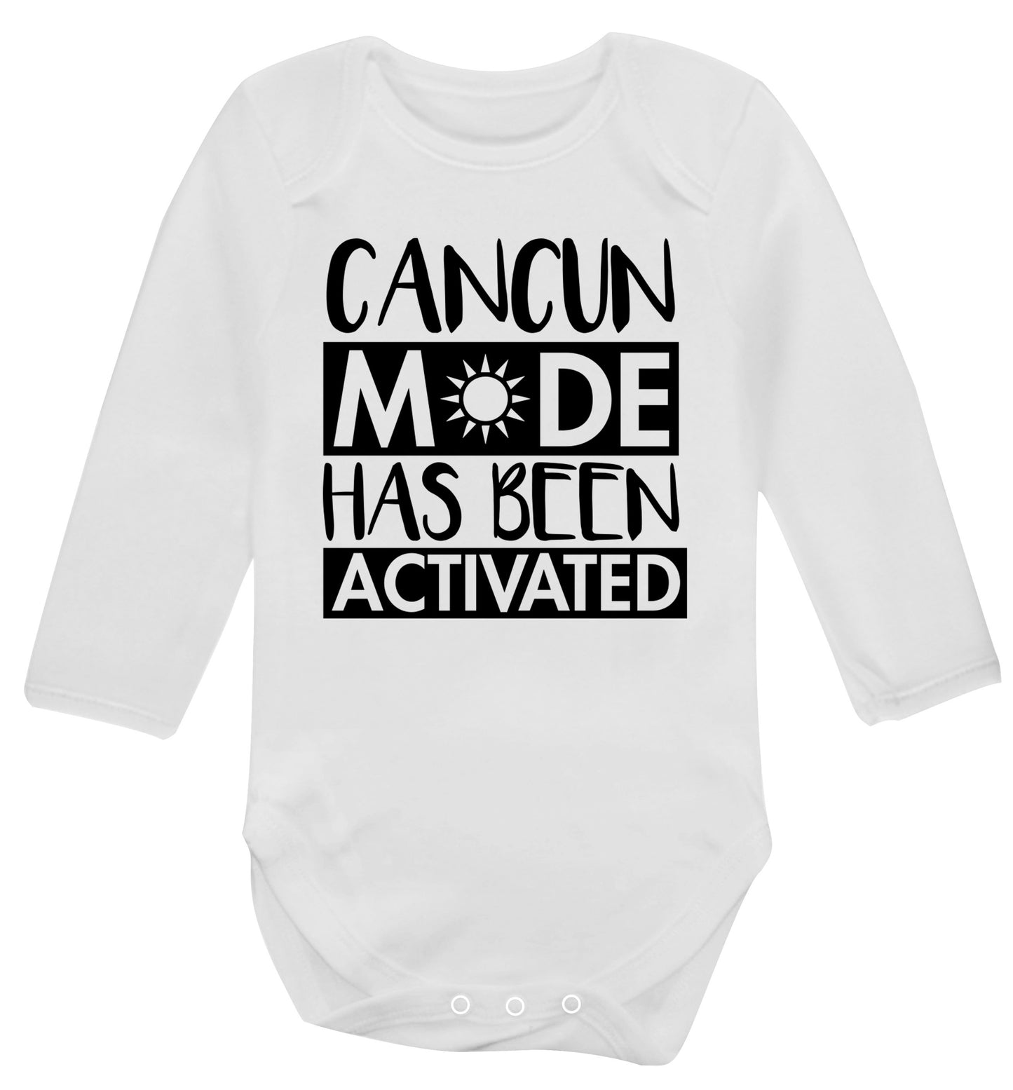 Cancun mode has been activated Baby Vest long sleeved white 6-12 months