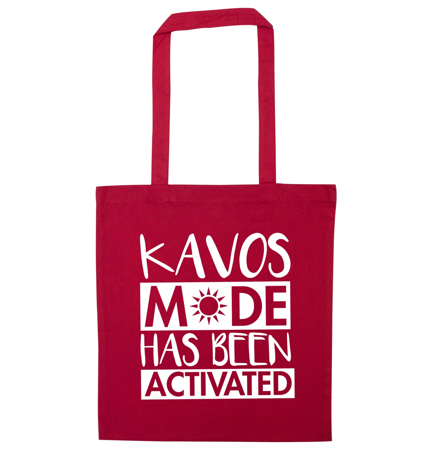 Kavos mode has been activated red tote bag