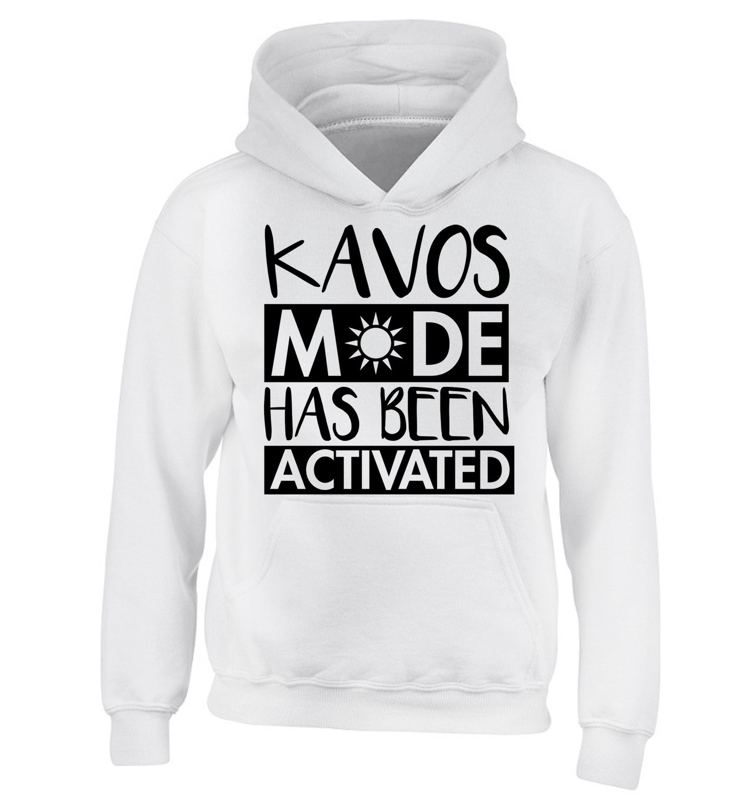 Kavos mode has been activated children's white hoodie 12-14 Years