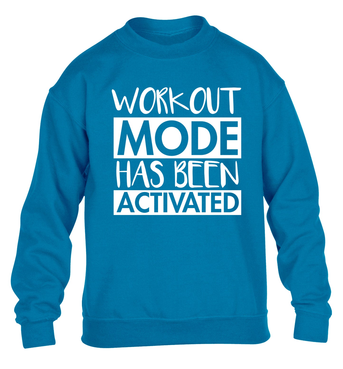 Workout mode has been activated children's blue sweater 12-14 Years