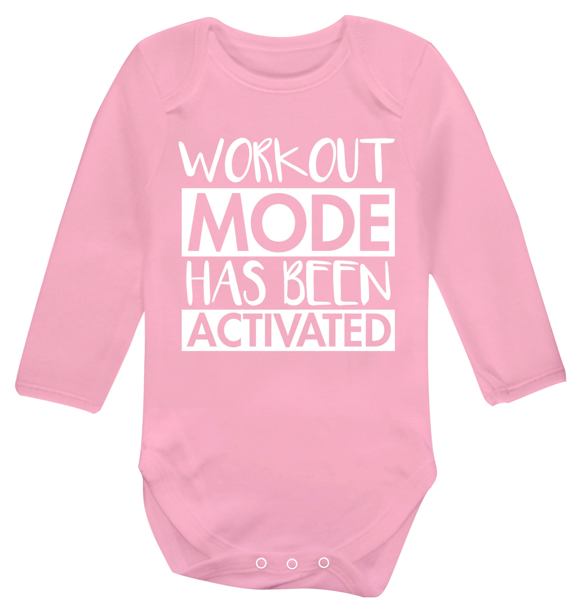 Workout mode has been activated Baby Vest long sleeved pale pink 6-12 months