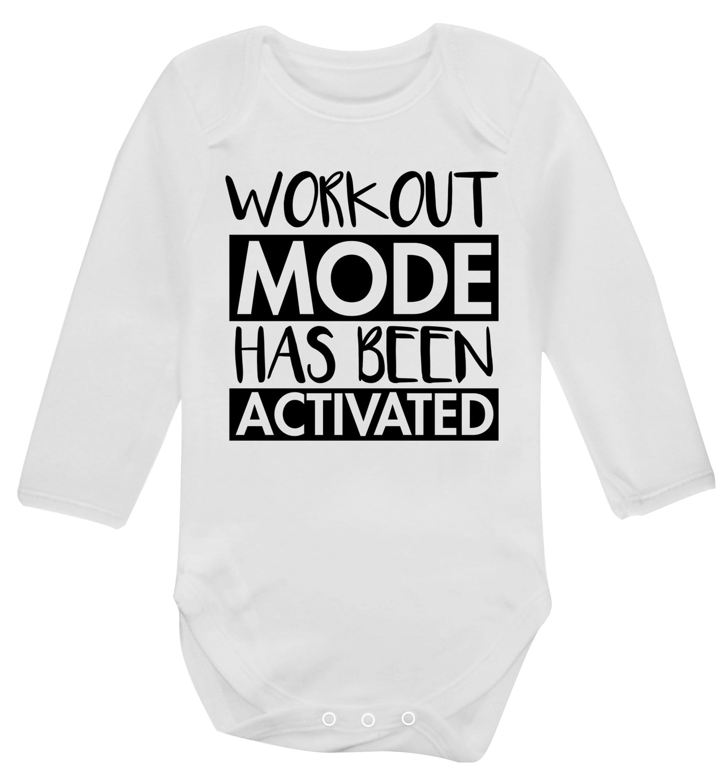 Workout mode has been activated Baby Vest long sleeved white 6-12 months