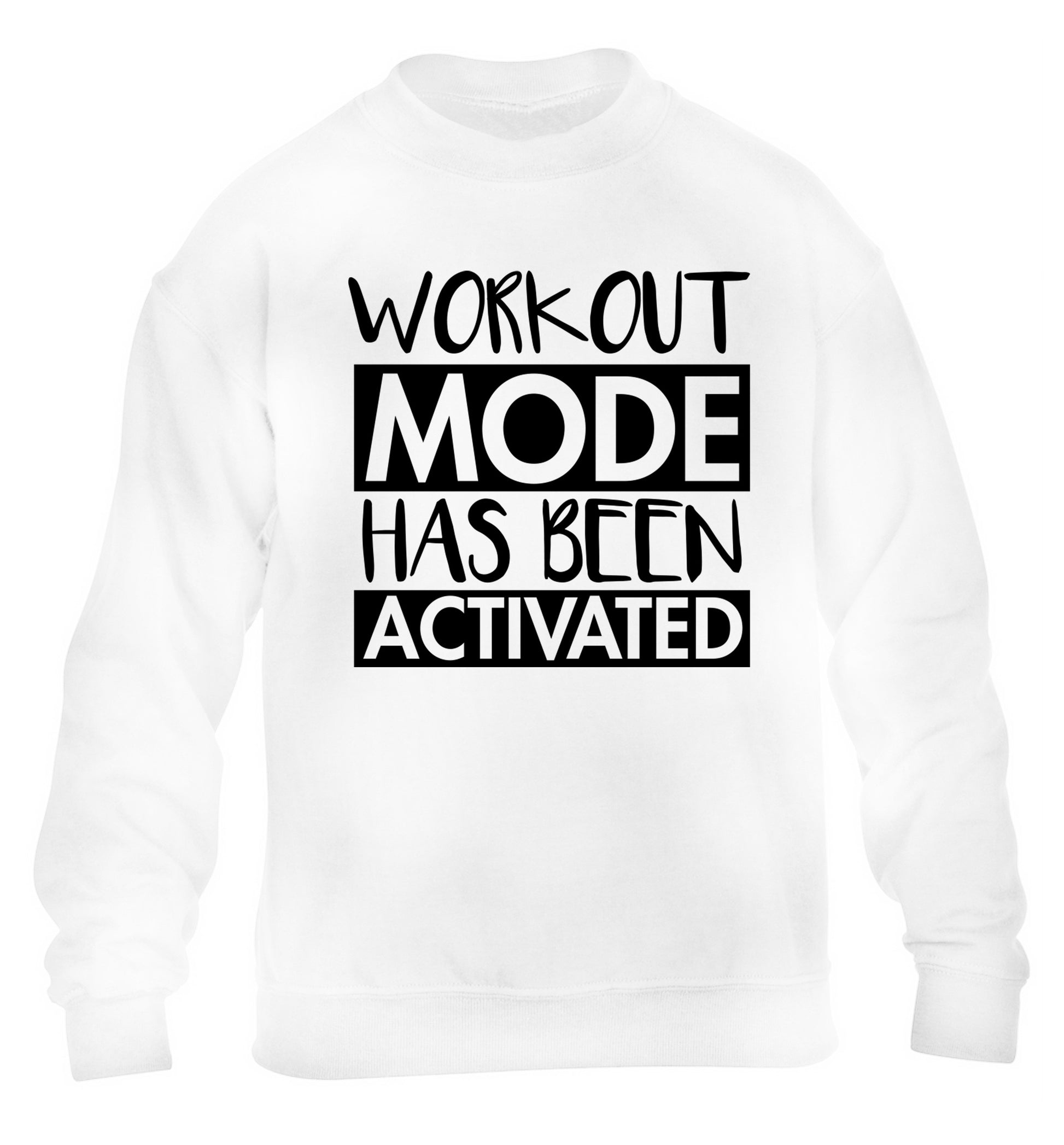 Workout mode has been activated children's white sweater 12-14 Years