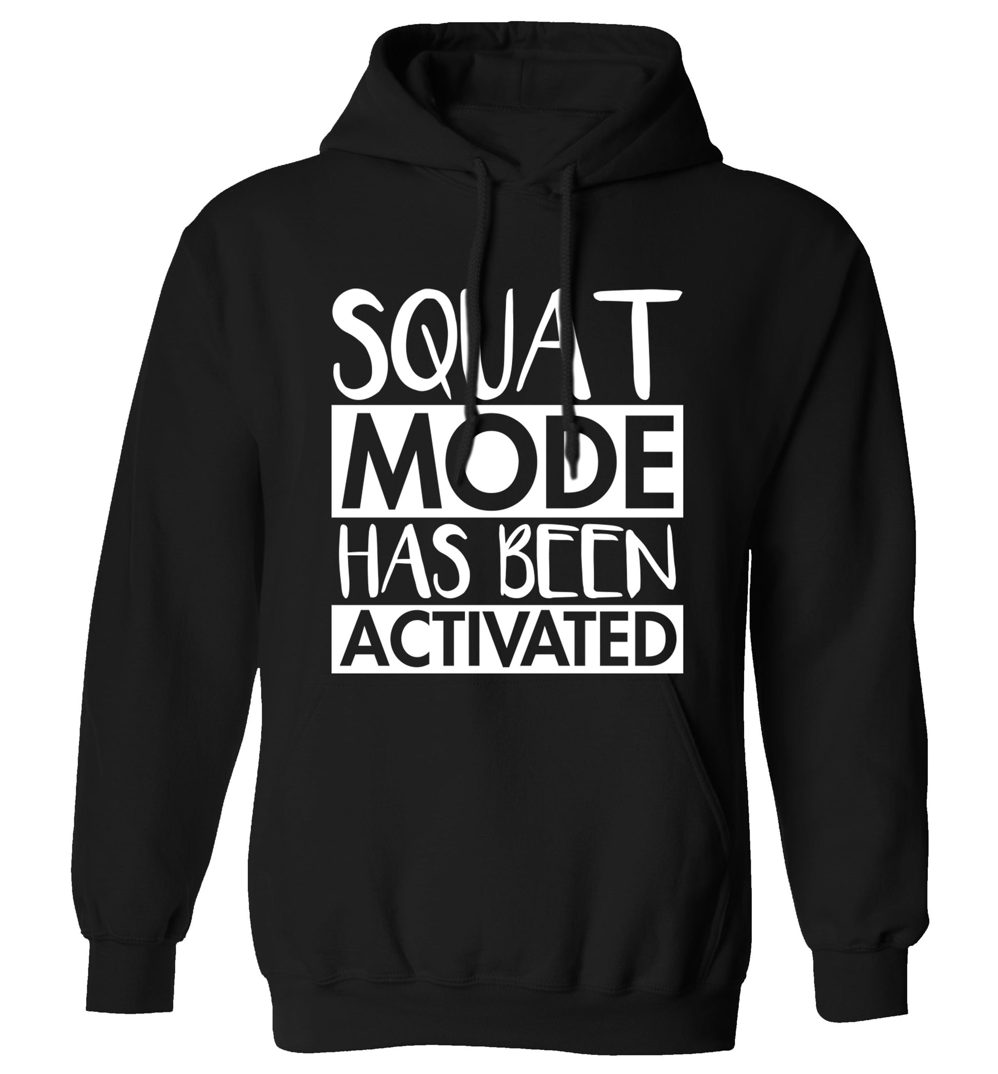 Squat mode activated adults unisex black hoodie 2XL