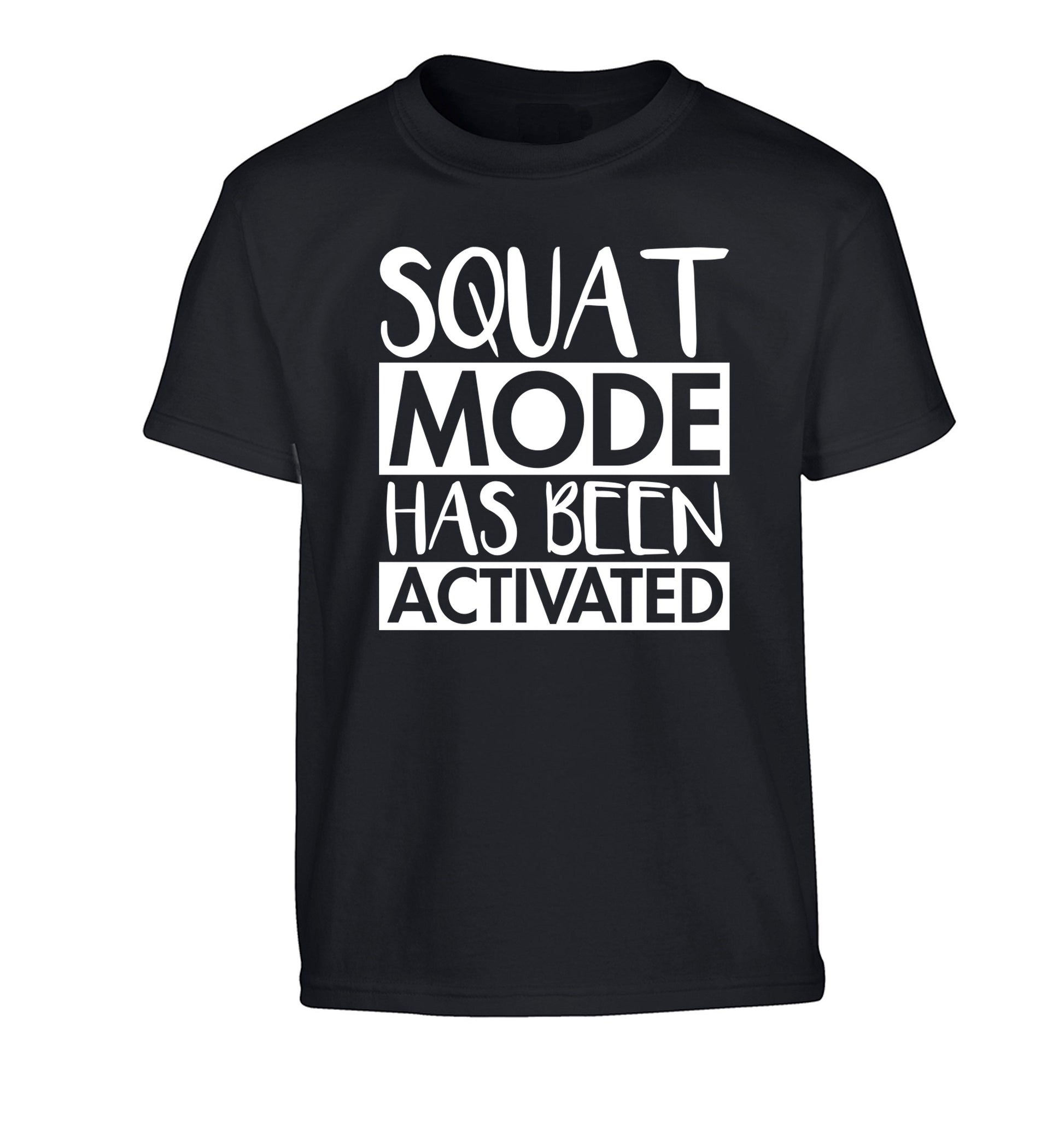 Squat mode activated Children's black Tshirt 12-14 Years