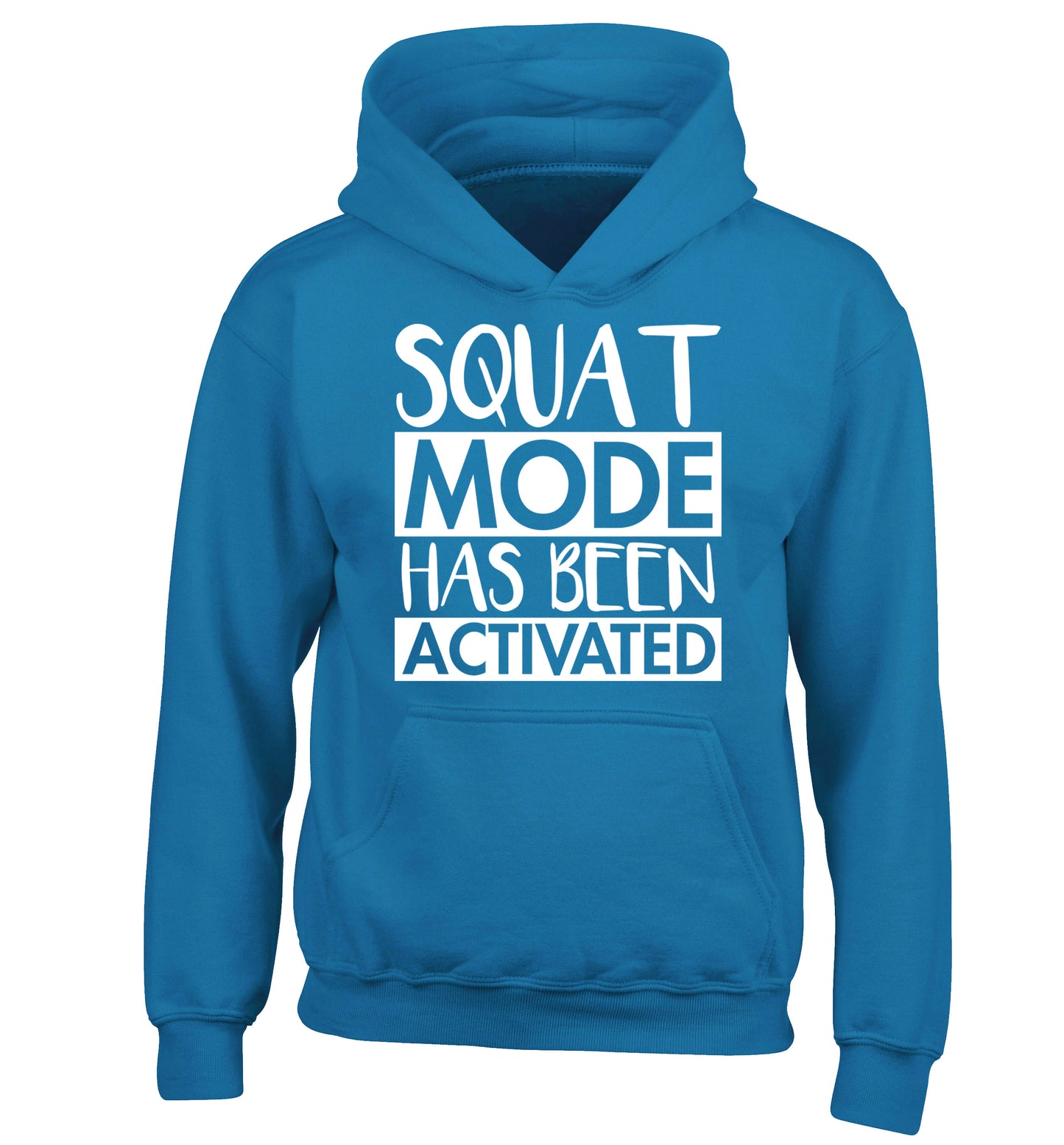Squat mode activated children's blue hoodie 12-14 Years