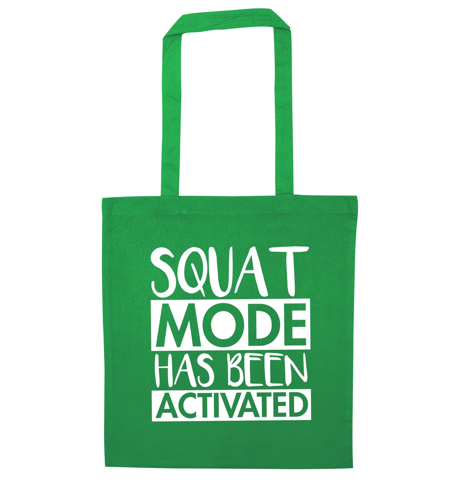 Squat mode activated green tote bag