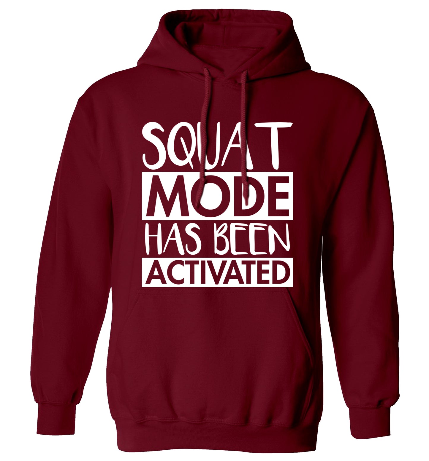 Squat mode activated adults unisex maroon hoodie 2XL