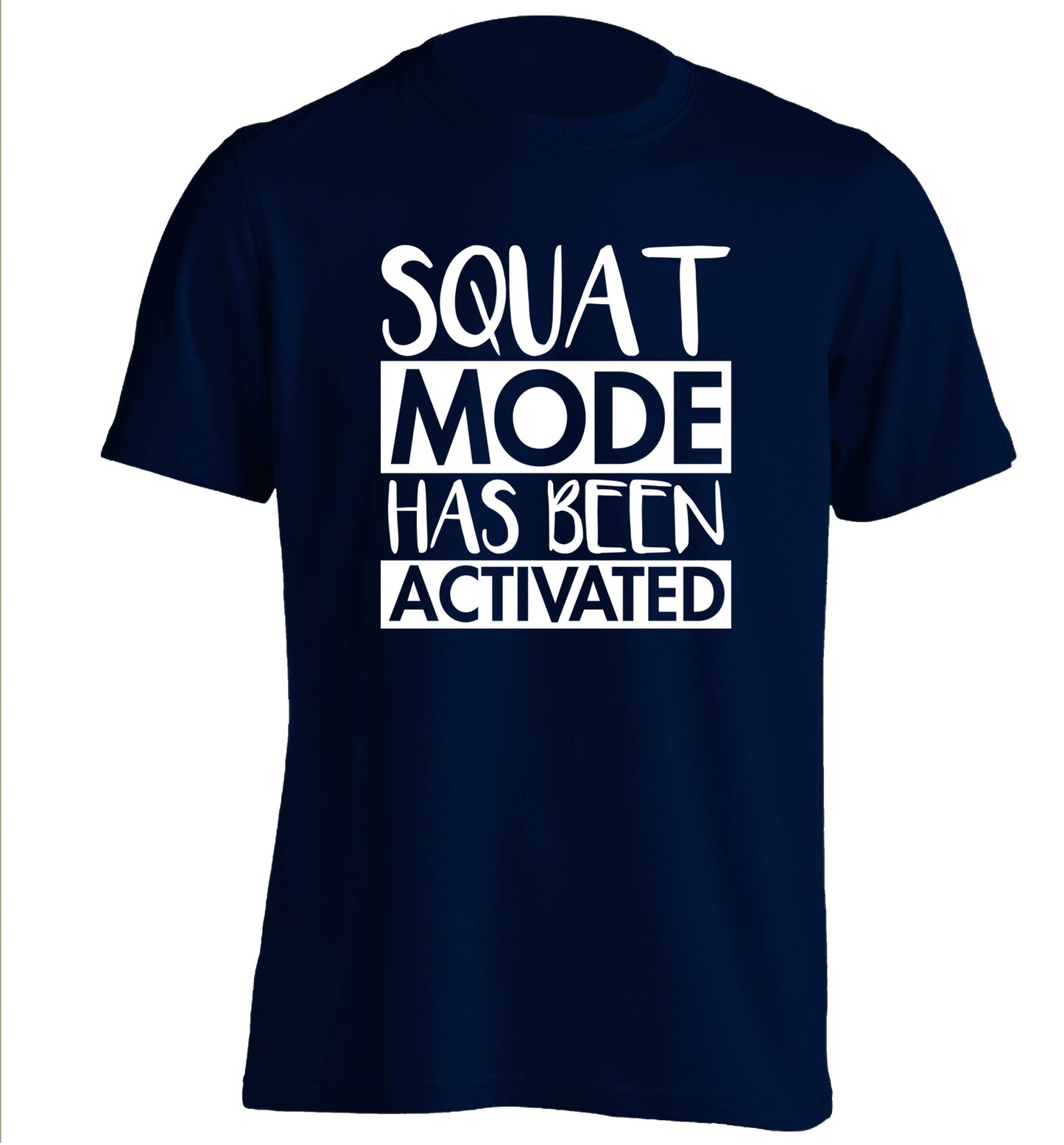 Squat mode activated adults unisex navy Tshirt 2XL