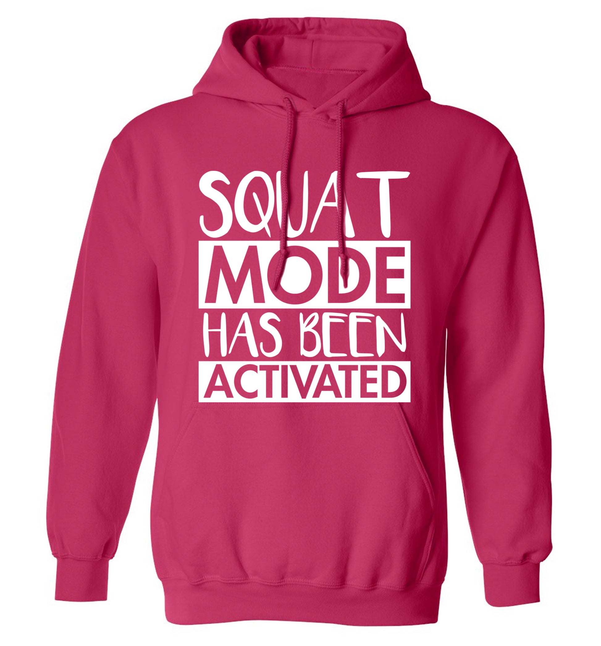 Squat mode activated adults unisex pink hoodie 2XL
