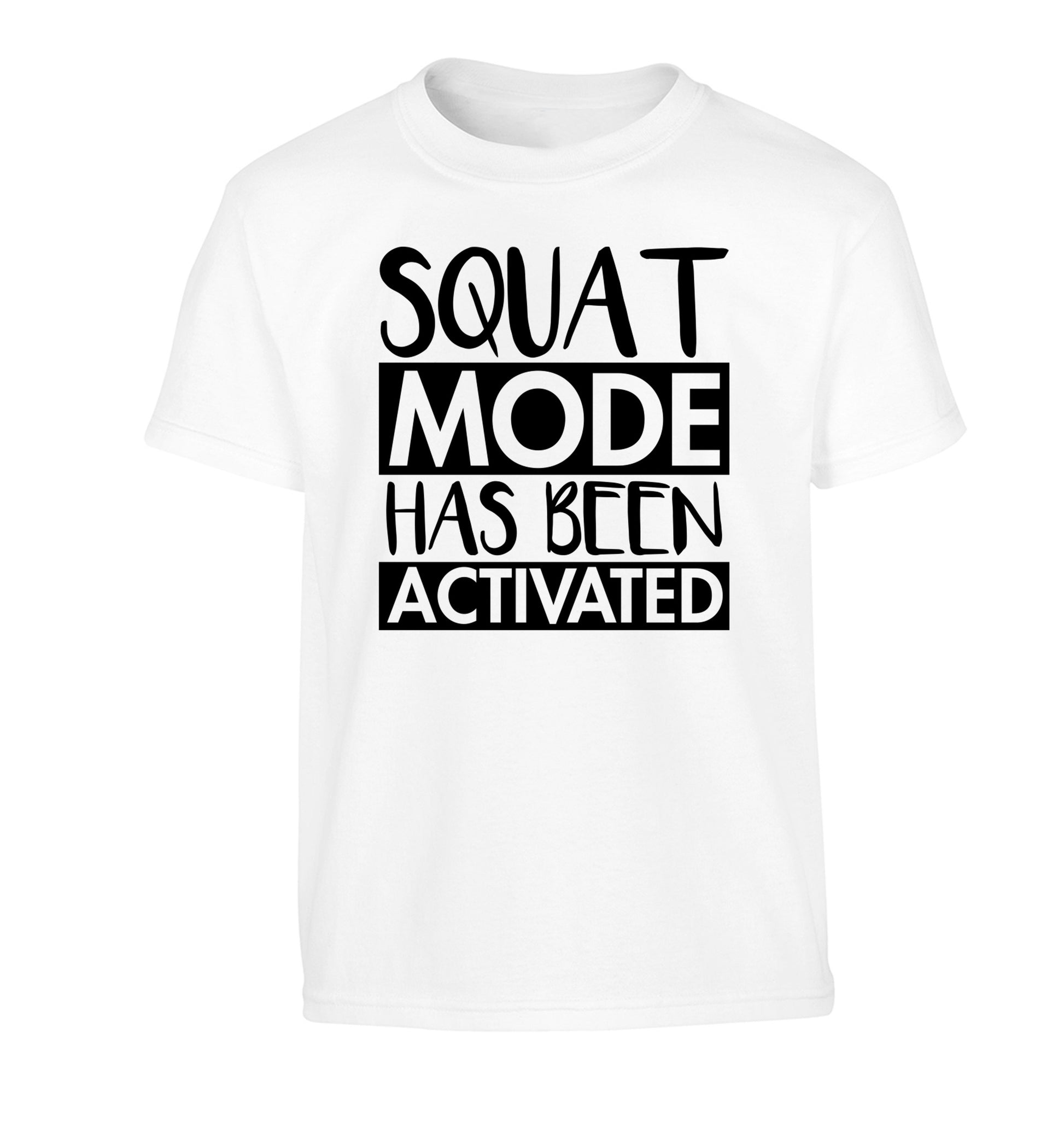 Squat mode activated Children's white Tshirt 12-14 Years