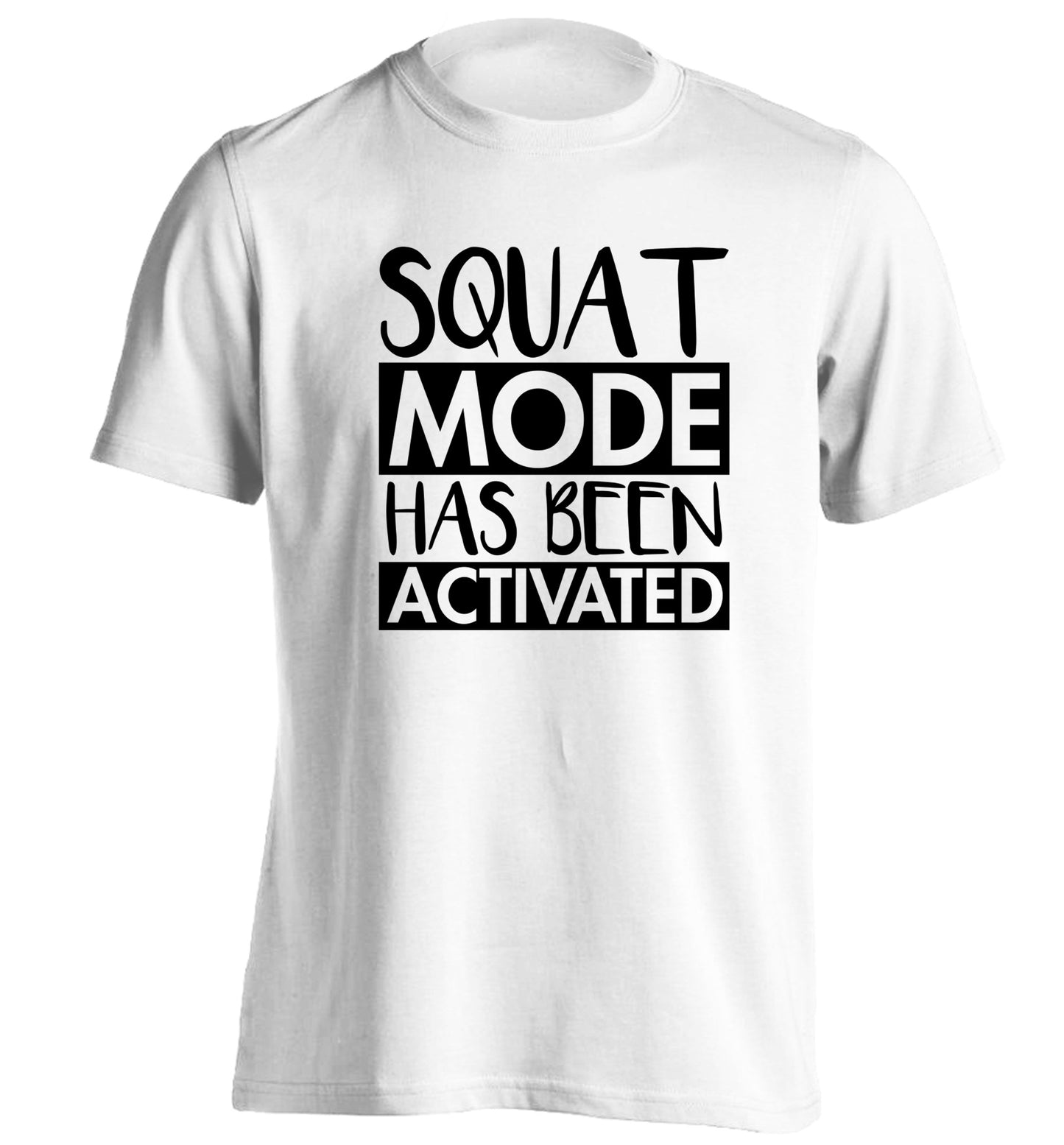 Squat mode activated adults unisex white Tshirt 2XL