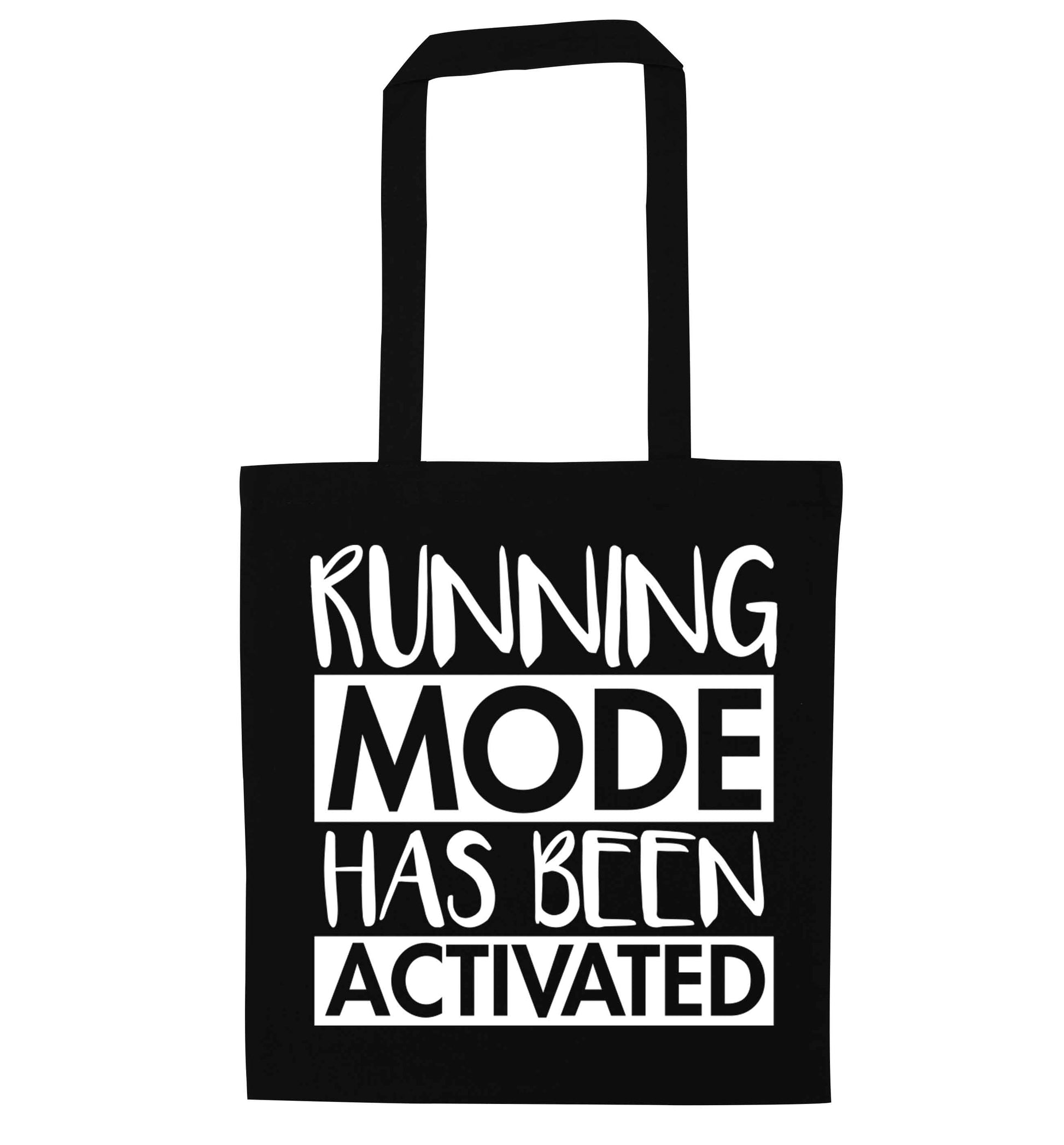 Running mode has been activated black tote bag