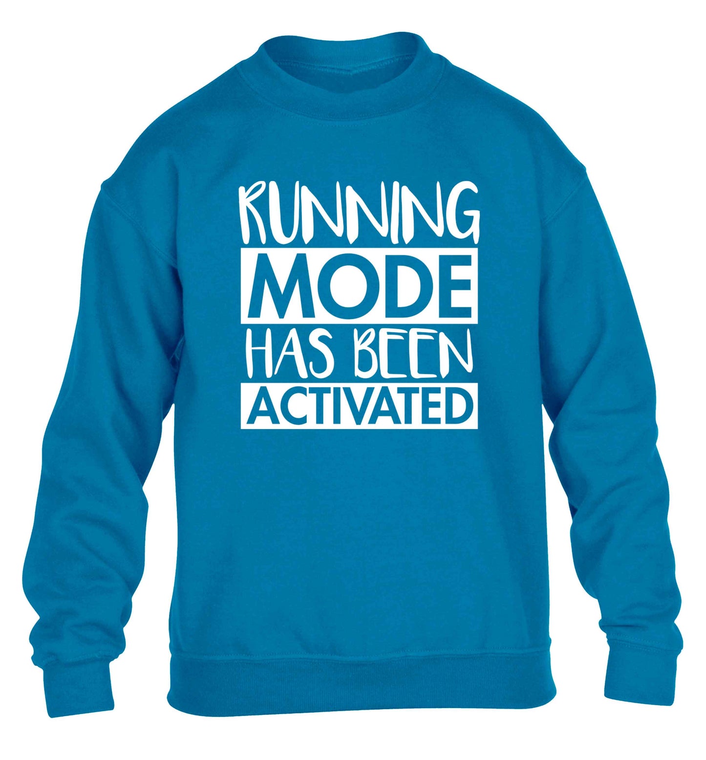 Running mode has been activated children's blue sweater 12-13 Years