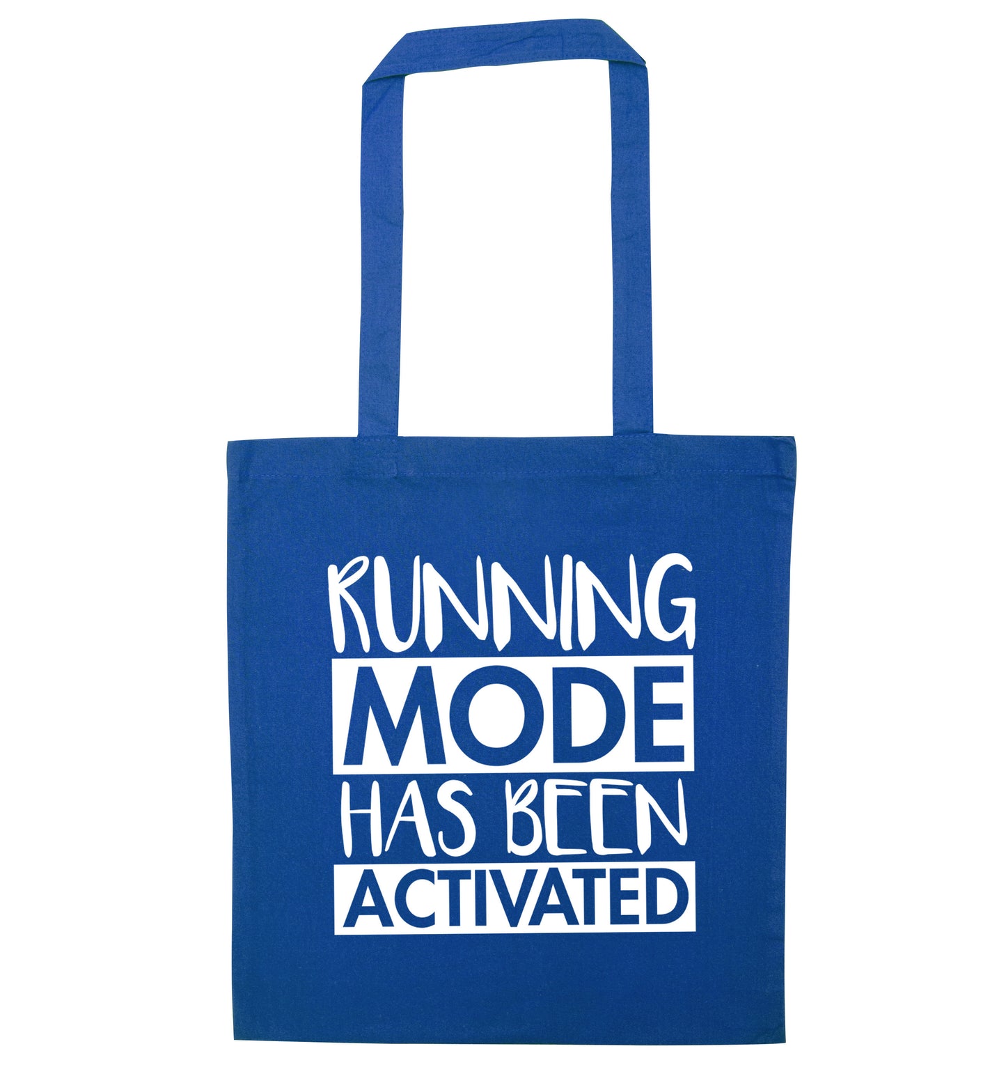 Running mode activated blue tote bag