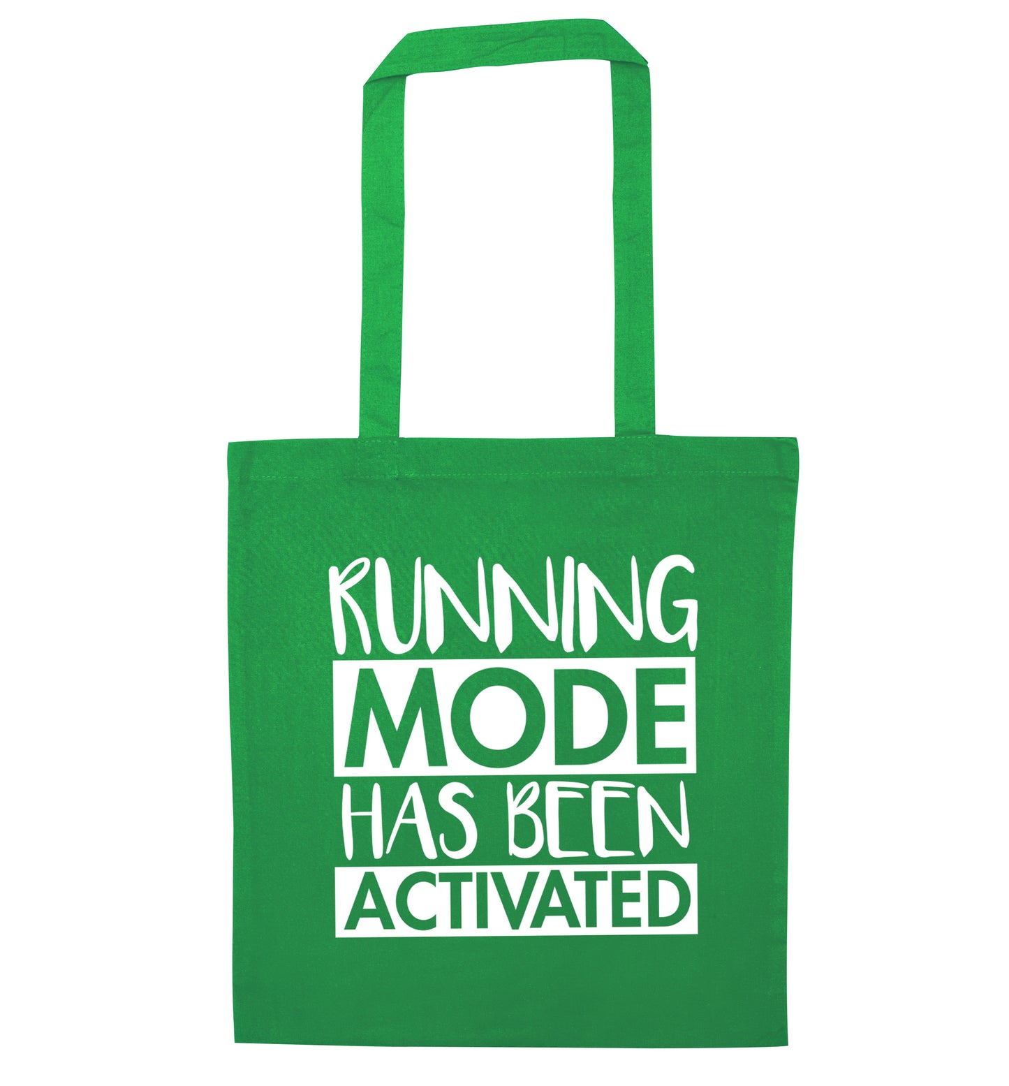 Running mode activated green tote bag