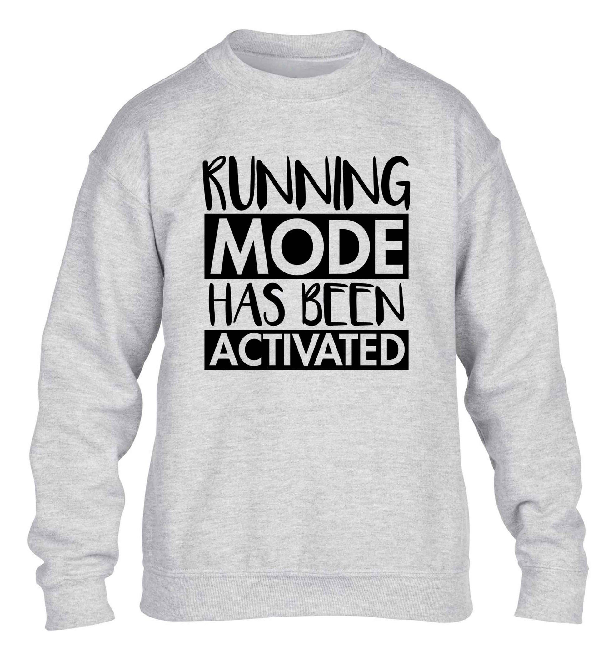 Running mode has been activated children's grey sweater 12-13 Years