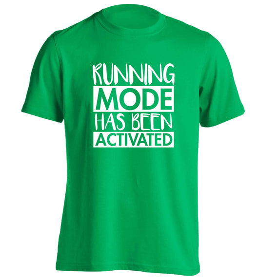 Running mode has been activated adults unisex green Tshirt 2XL