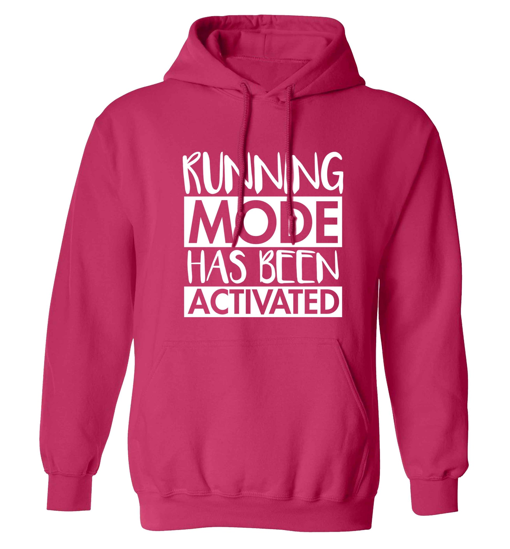 Running mode has been activated adults unisex pink hoodie 2XL