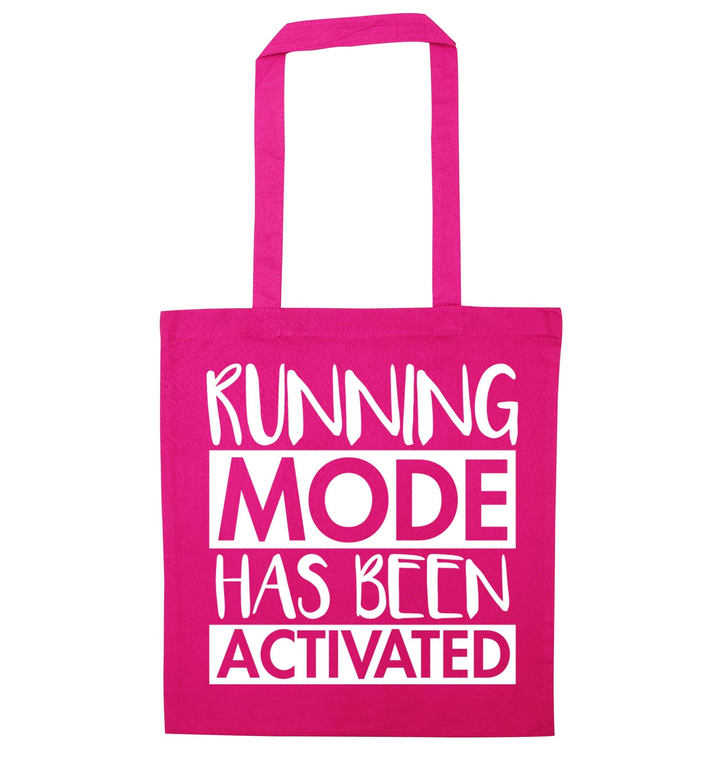 Running mode has been activated pink tote bag