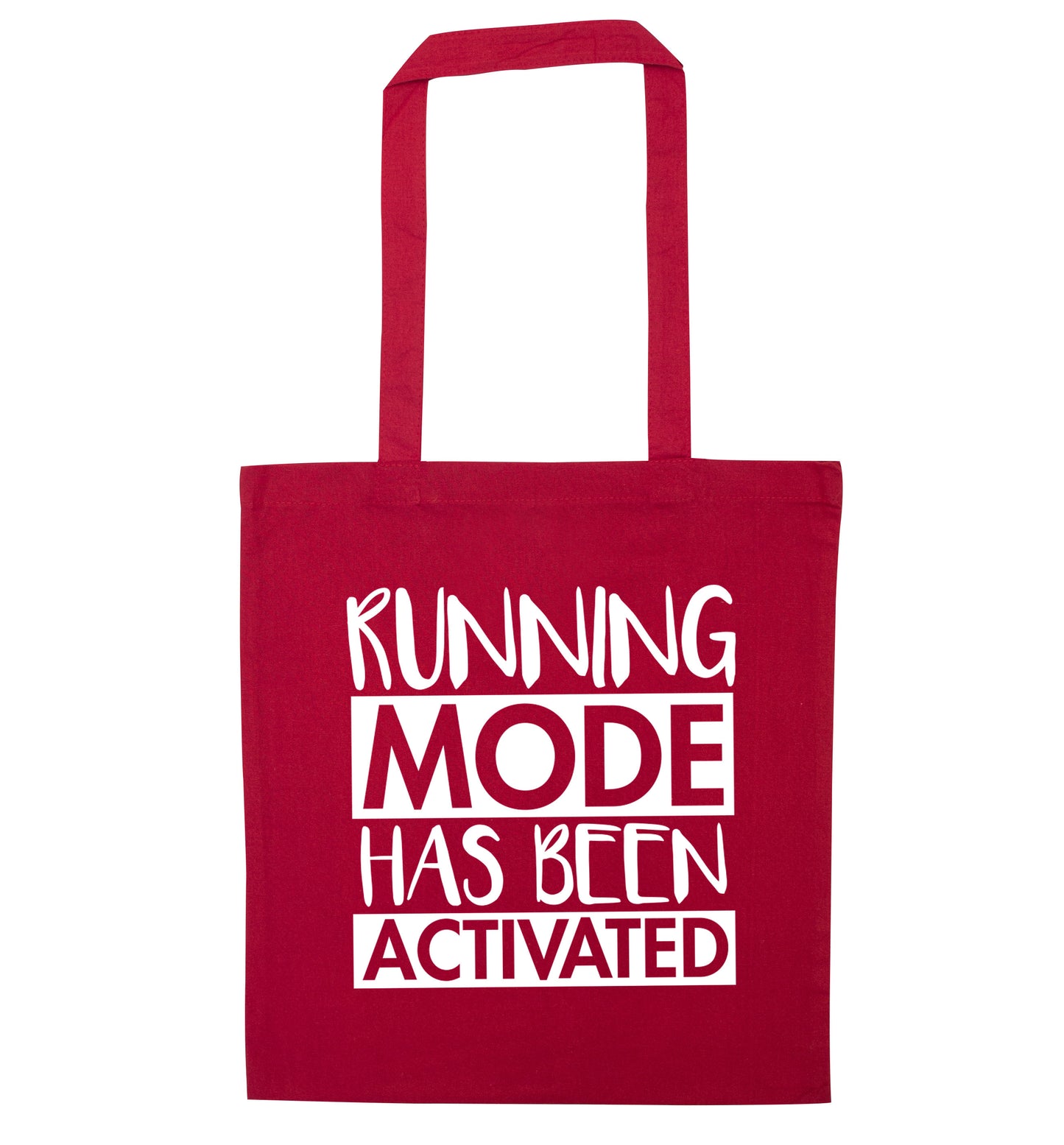 Running mode activated red tote bag