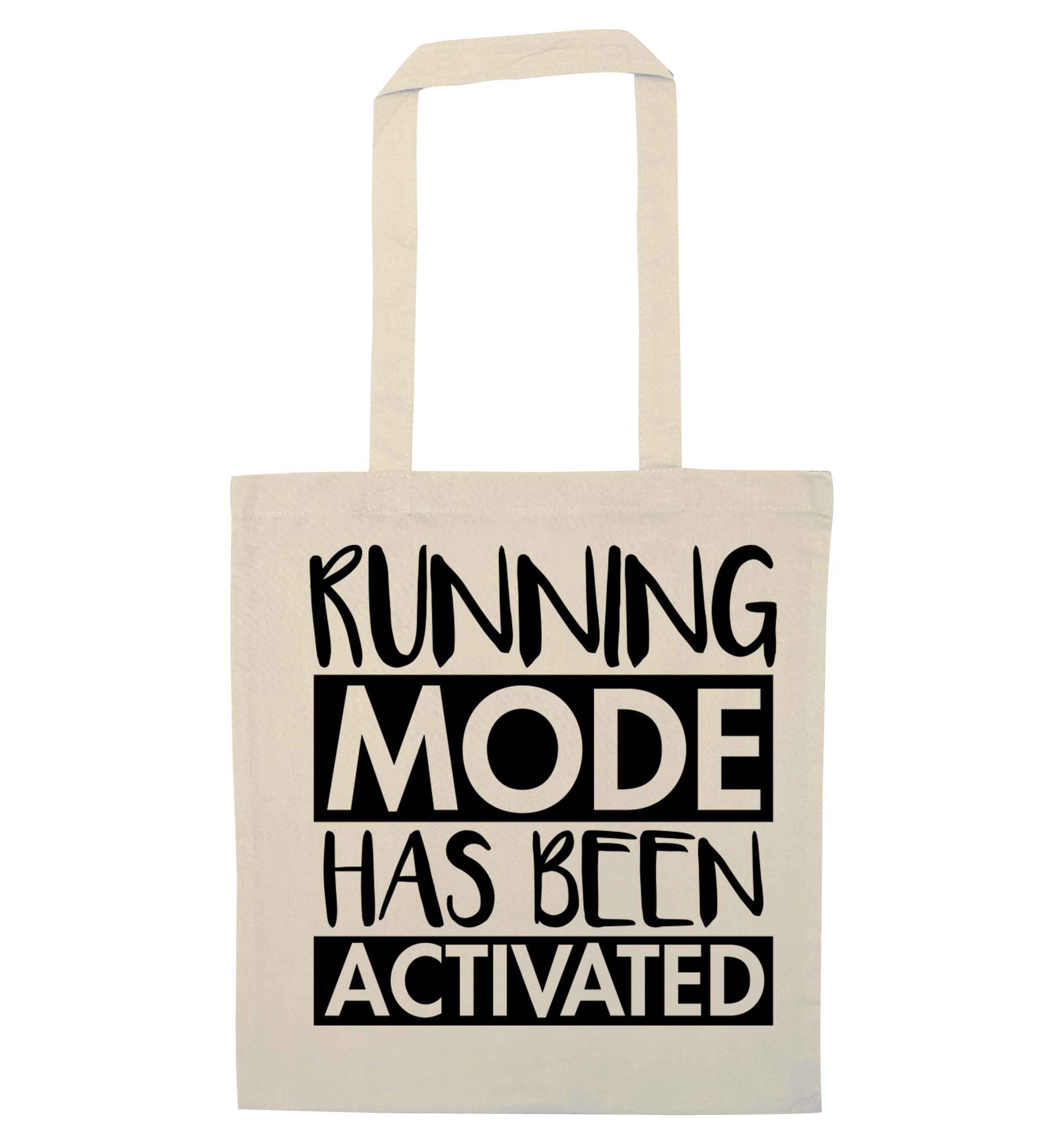 Running mode has been activated natural tote bag