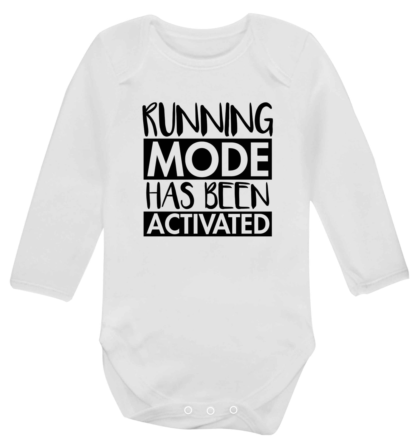 Running mode has been activated baby vest long sleeved white 6-12 months