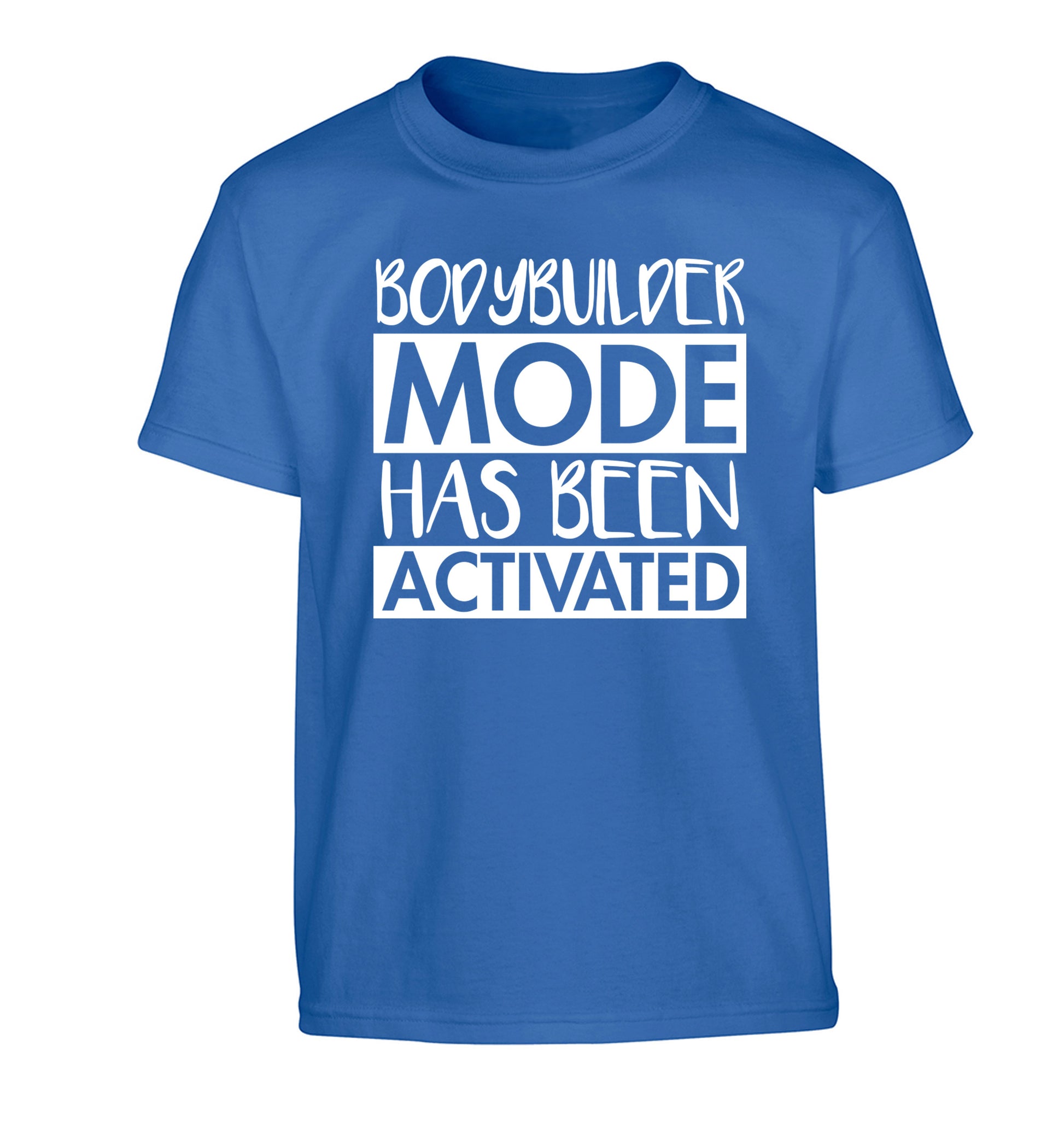 Bodybuilder mode activated Children's blue Tshirt 12-14 Years