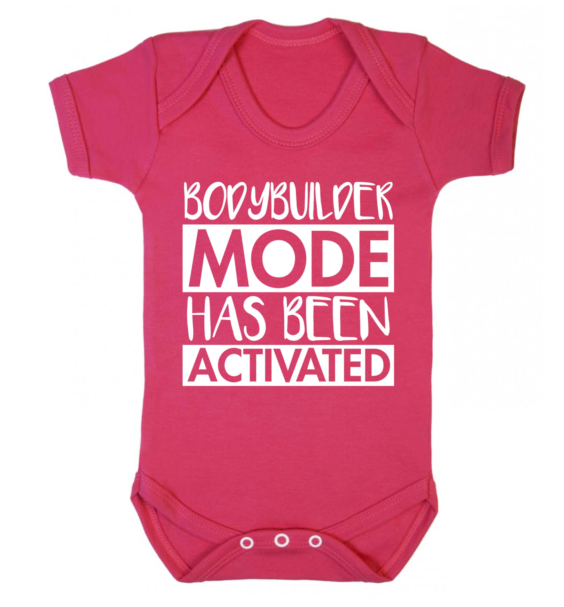 Bodybuilder mode activated Baby Vest dark pink 18-24 months