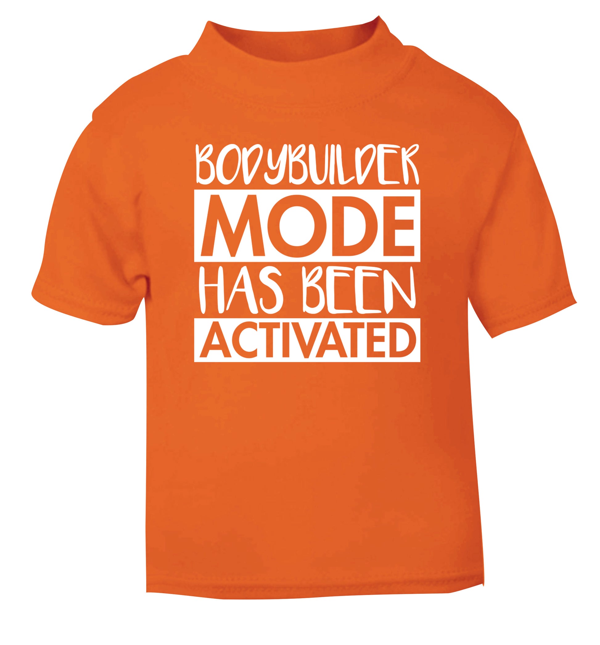 Bodybuilder mode activated orange Baby Toddler Tshirt 2 Years