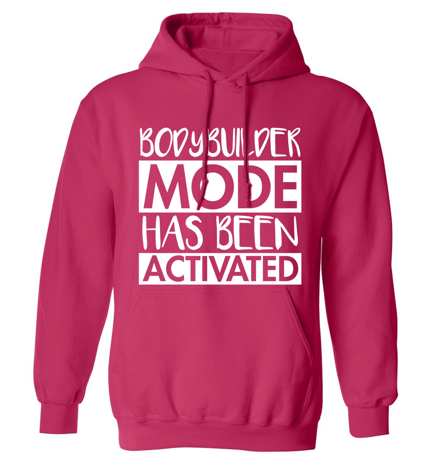 Bodybuilder mode activated adults unisex pink hoodie 2XL