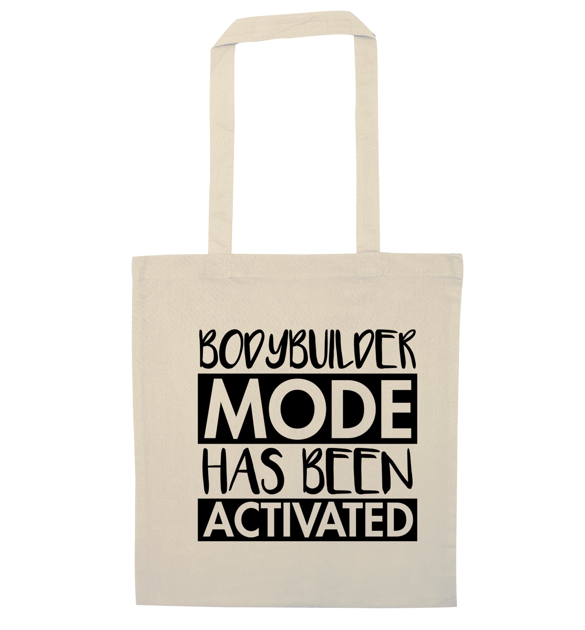 Bodybuilder mode activated natural tote bag